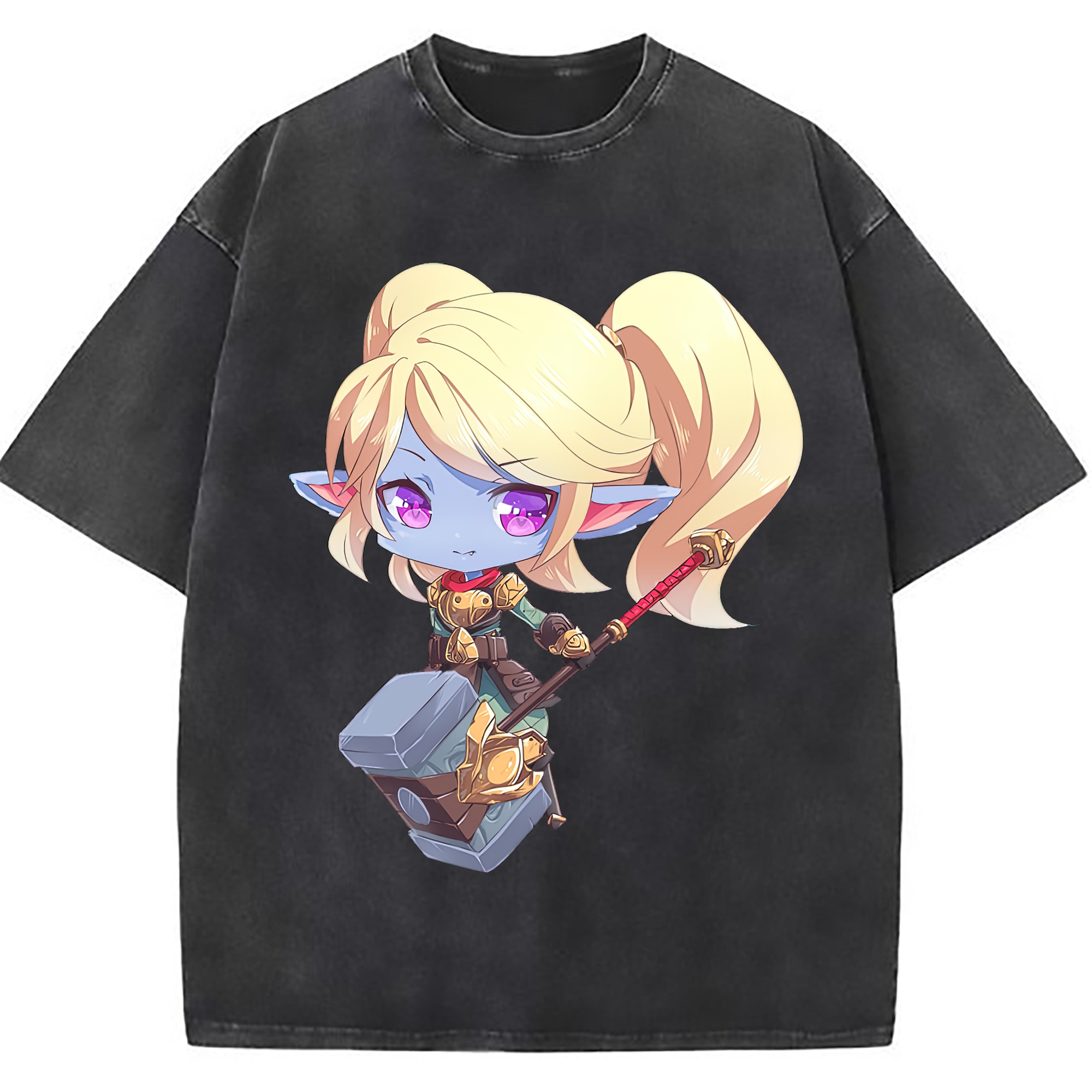 （画像用） リーグ・オブ・レジェンド League of Legends LOL 綿100% ヴィンテージ風 半袖Tシャツ（フロントプリント）