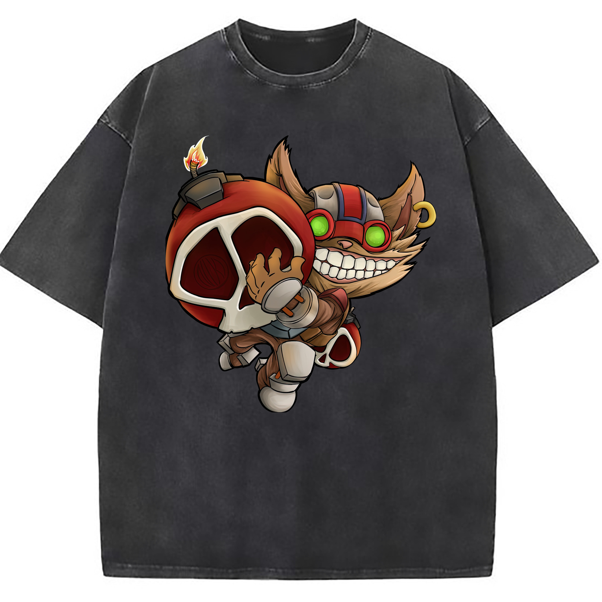 （画像用） リーグ・オブ・レジェンド League of Legends LOL 綿100% ヴィンテージ風 半袖Tシャツ（フロントプリント）