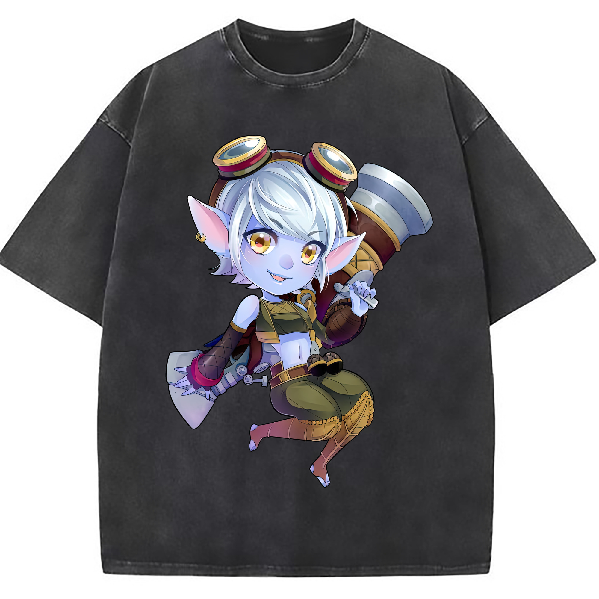 （画像用） リーグ・オブ・レジェンド League of Legends LOL 綿100% ヴィンテージ風 半袖Tシャツ（フロントプリント）
