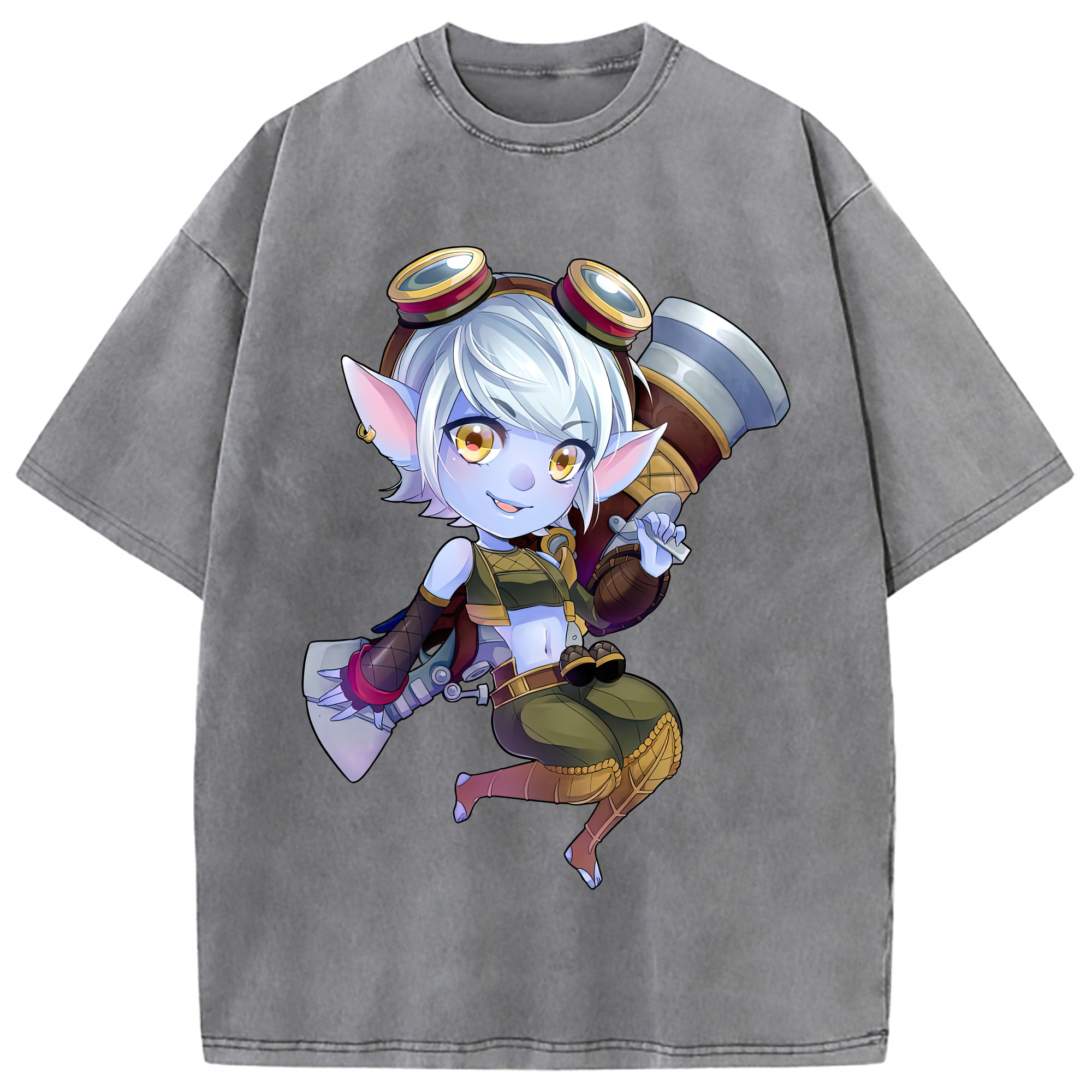 （画像用） リーグ・オブ・レジェンド League of Legends LOL 綿100% ヴィンテージ風 半袖Tシャツ（フロントプリント）