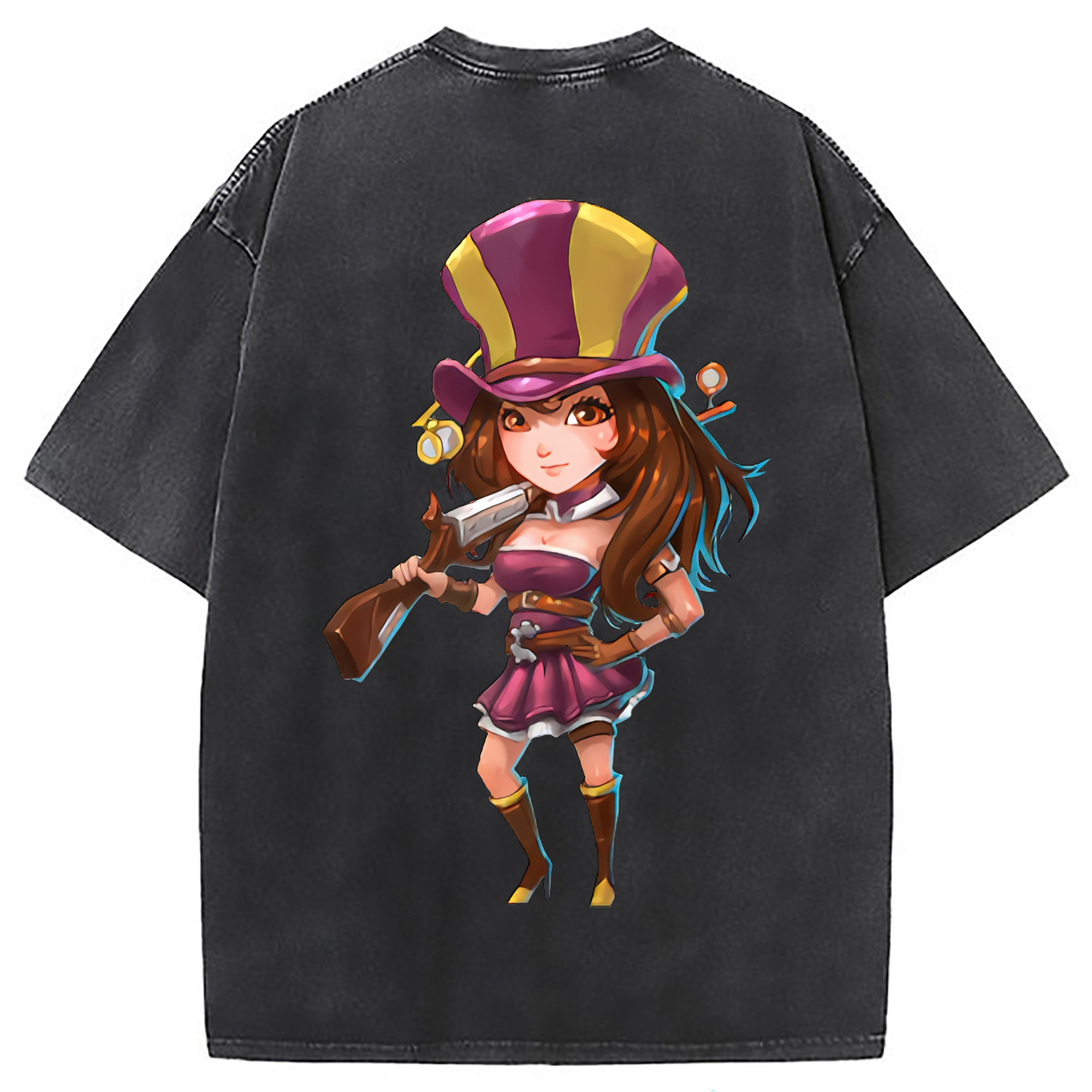 （画像用） リーグ・オブ・レジェンド League of Legends LOL 綿100% ヴィンテージ風 半袖Tシャツ（背面プリント）