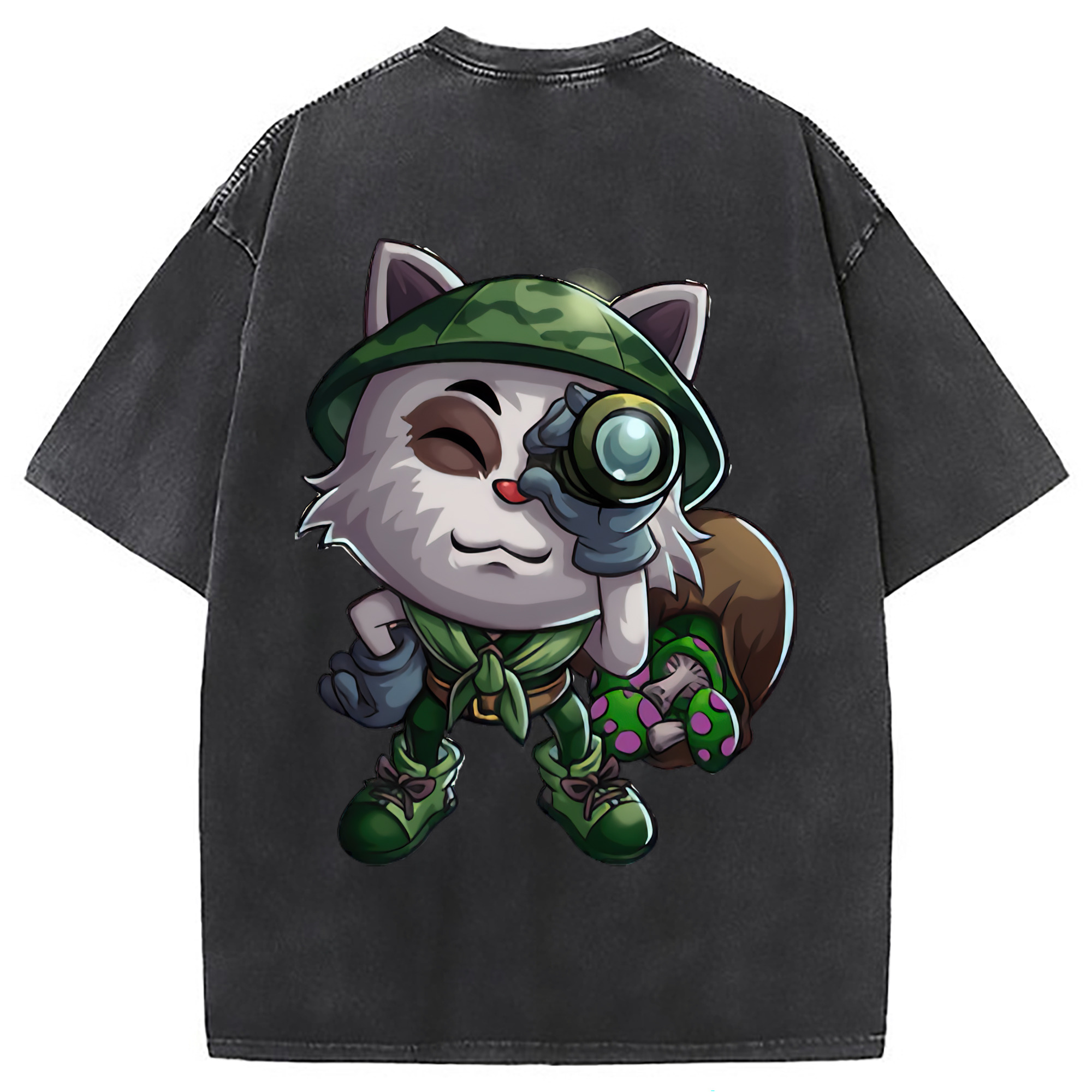 （画像用） リーグ・オブ・レジェンド League of Legends LOL 綿100% ヴィンテージ風 半袖Tシャツ（背面プリント）