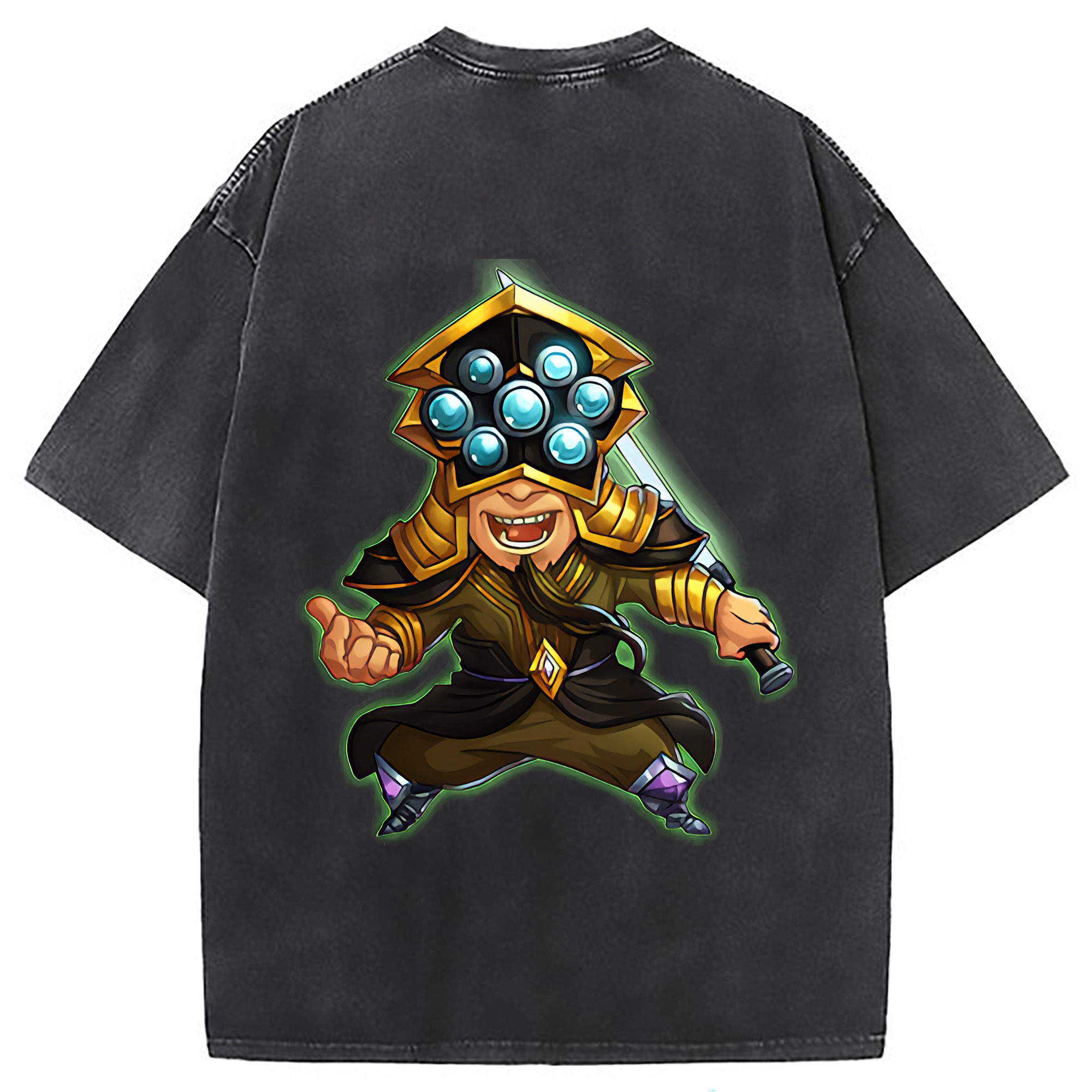 （画像用） リーグ・オブ・レジェンド League of Legends LOL 綿100% ヴィンテージ風 半袖Tシャツ（背面プリント）