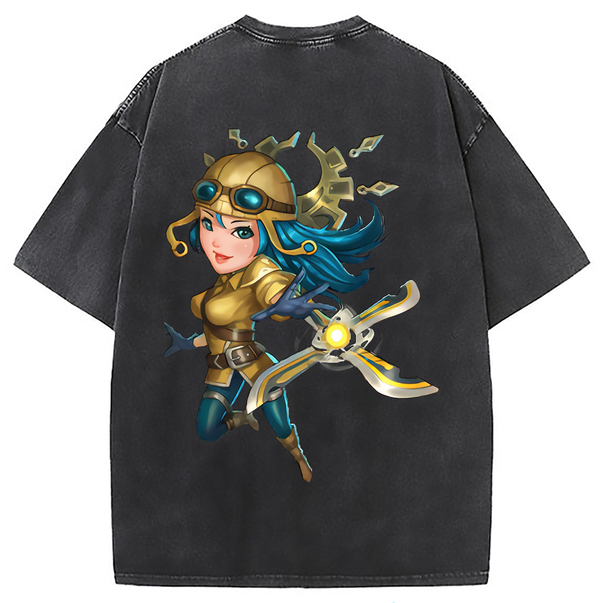 （画像用） リーグ・オブ・レジェンド League of Legends LOL 綿100% ヴィンテージ風 半袖Tシャツ（背面プリント）