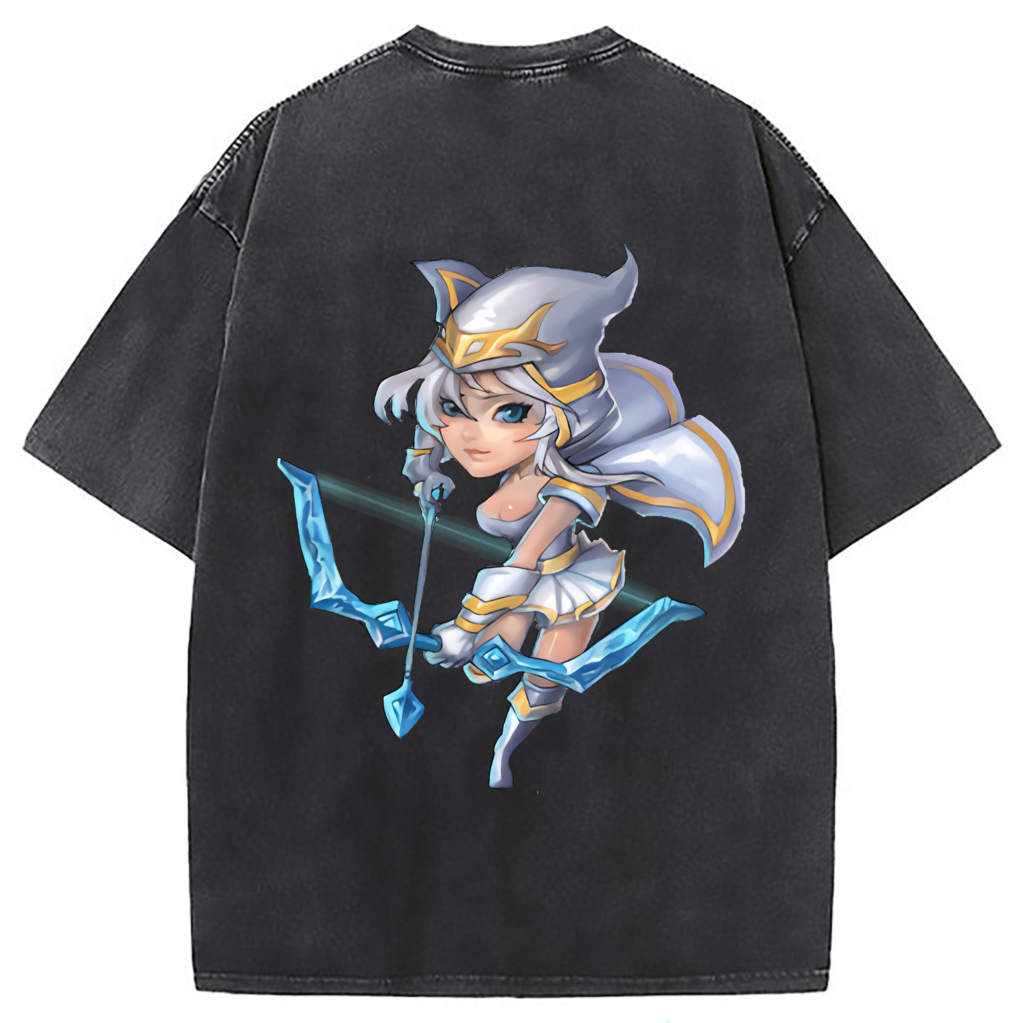 （画像用） リーグ・オブ・レジェンド League of Legends LOL 綿100% ヴィンテージ風 半袖Tシャツ（背面プリント）