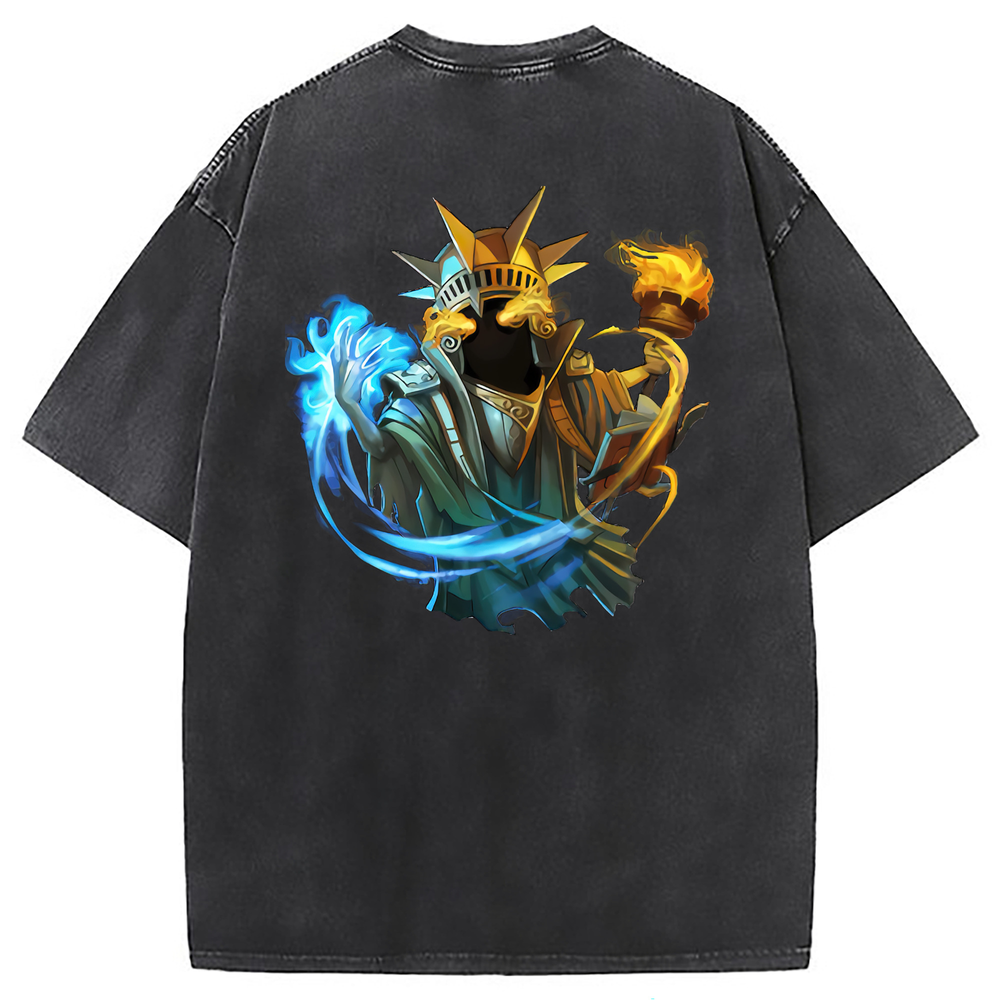 （画像用） リーグ・オブ・レジェンド League of Legends LOL 綿100% ヴィンテージ風 半袖Tシャツ（背面プリント）