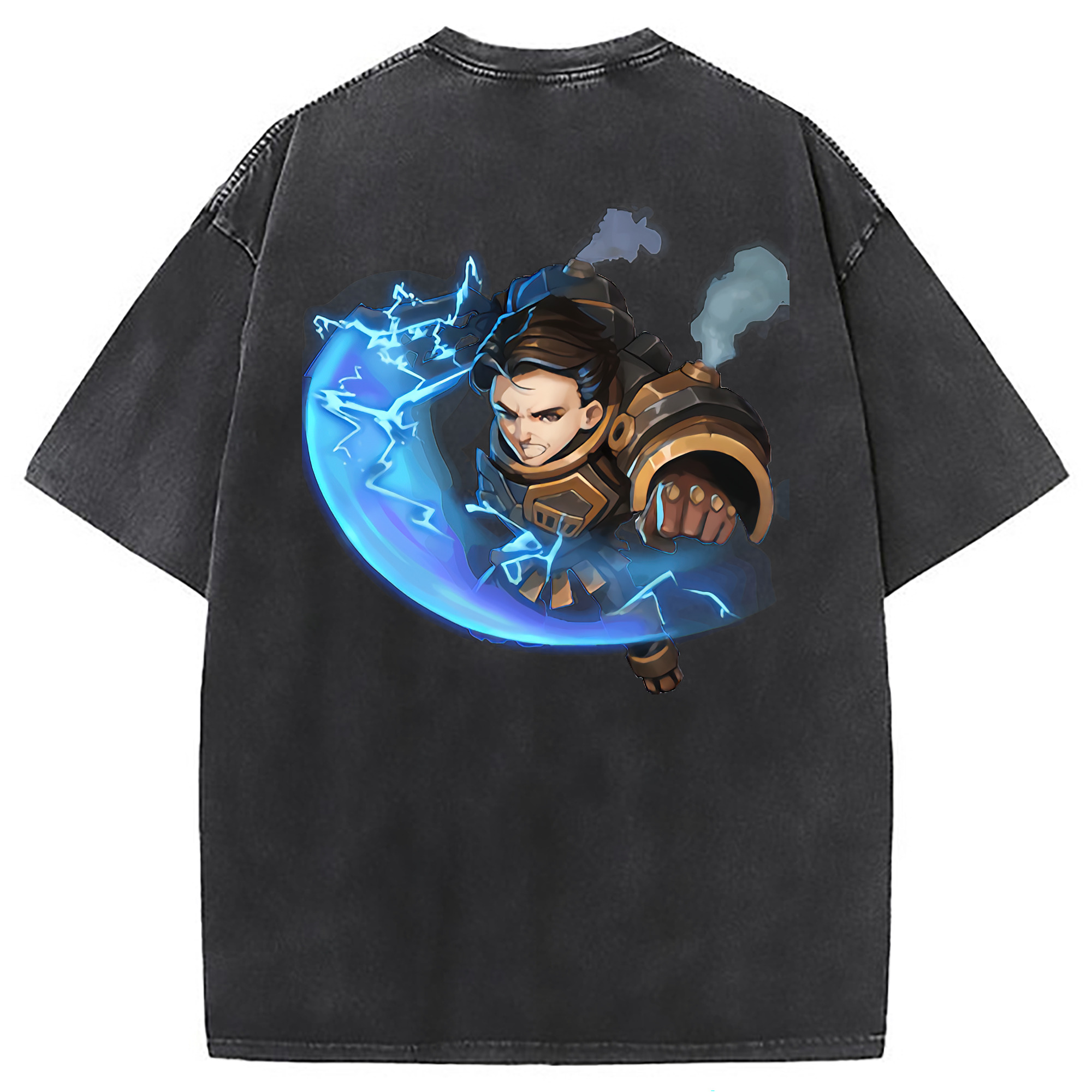（画像用） リーグ・オブ・レジェンド League of Legends LOL 綿100% ヴィンテージ風 半袖Tシャツ（背面プリント）