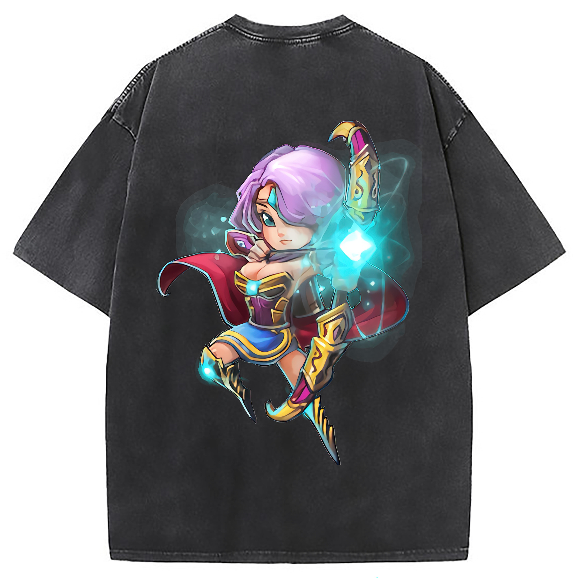 （画像用） リーグ・オブ・レジェンド League of Legends LOL 綿100% ヴィンテージ風 半袖Tシャツ（背面プリント）
