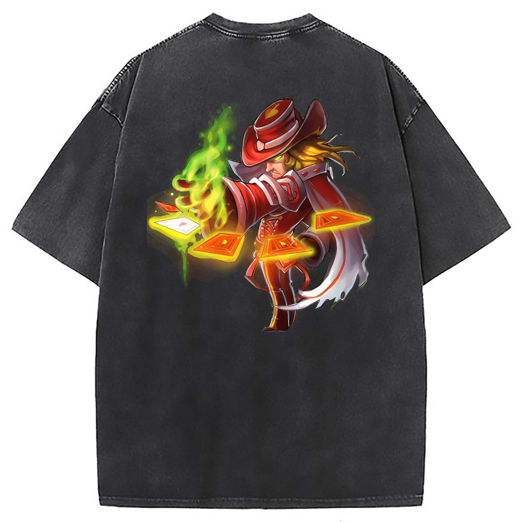 （画像用） リーグ・オブ・レジェンド League of Legends LOL 綿100% ヴィンテージ風 半袖Tシャツ（背面プリント）