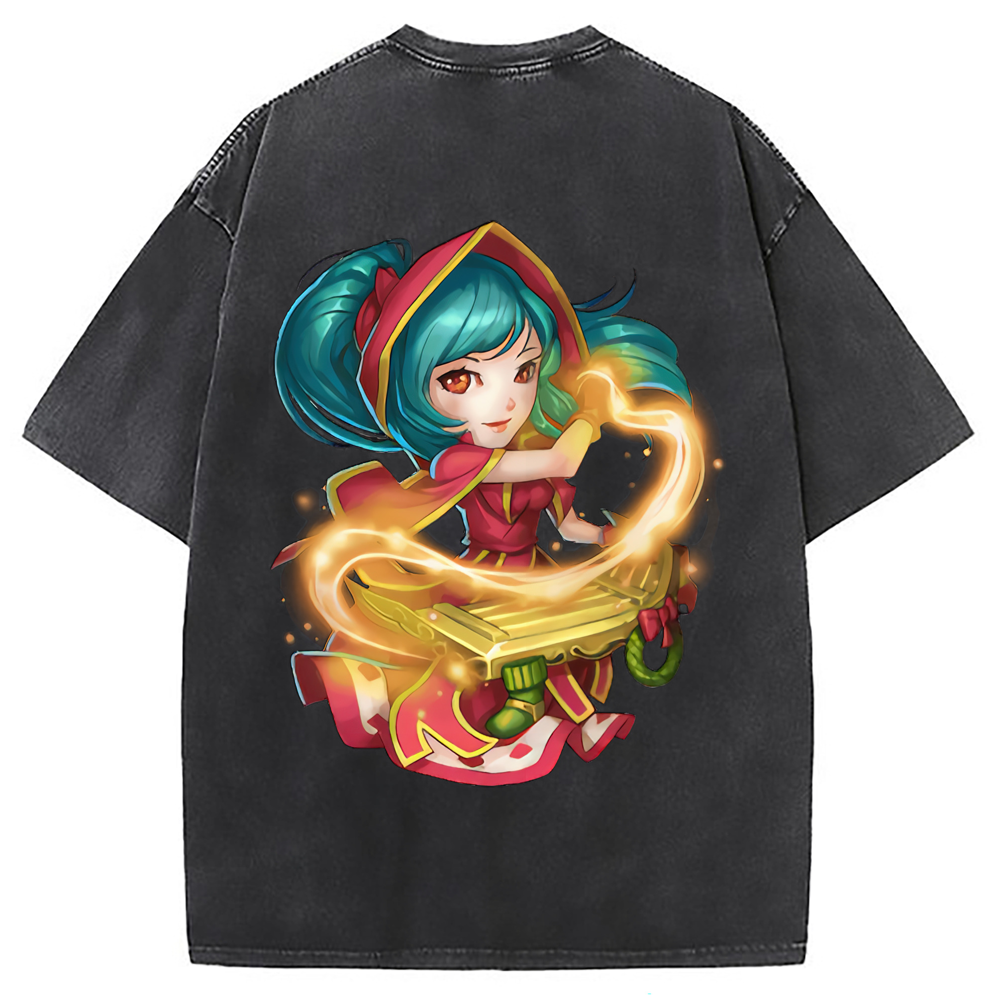 （画像用） リーグ・オブ・レジェンド League of Legends LOL 綿100% ヴィンテージ風 半袖Tシャツ（背面プリント）