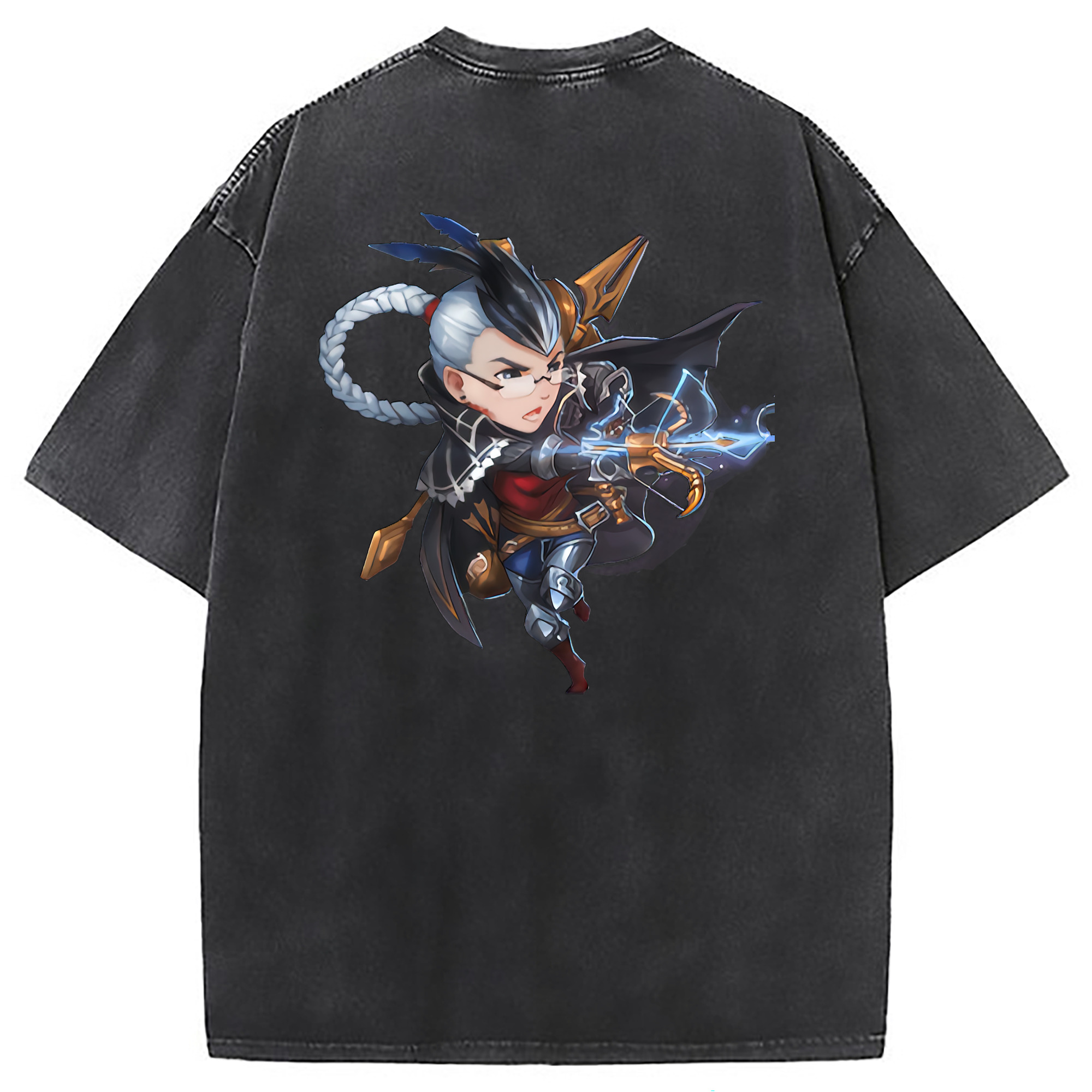 （画像用） リーグ・オブ・レジェンド League of Legends LOL 綿100% ヴィンテージ風 半袖Tシャツ（背面プリント）