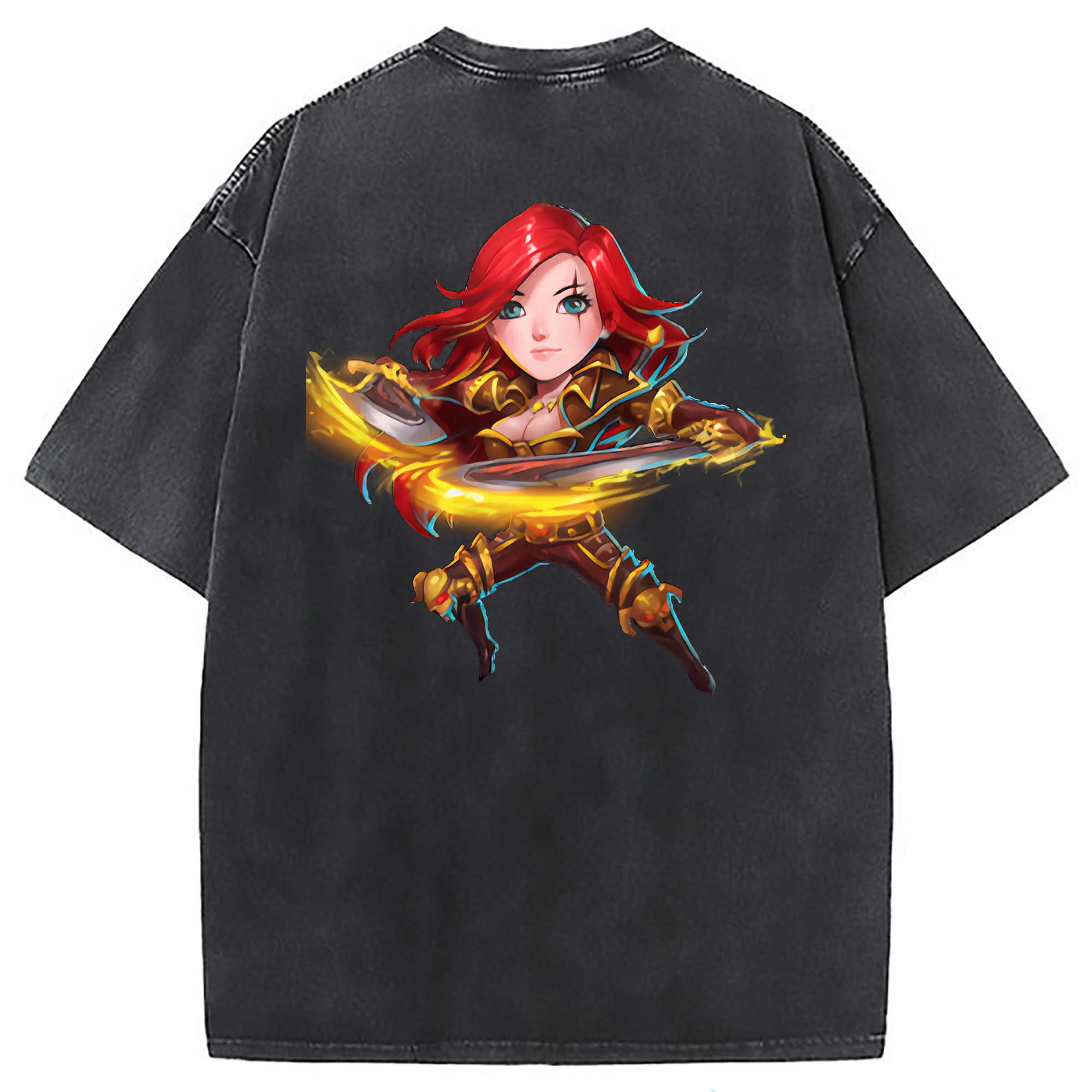 （画像用） リーグ・オブ・レジェンド League of Legends LOL 綿100% ヴィンテージ風 半袖Tシャツ（背面プリント）