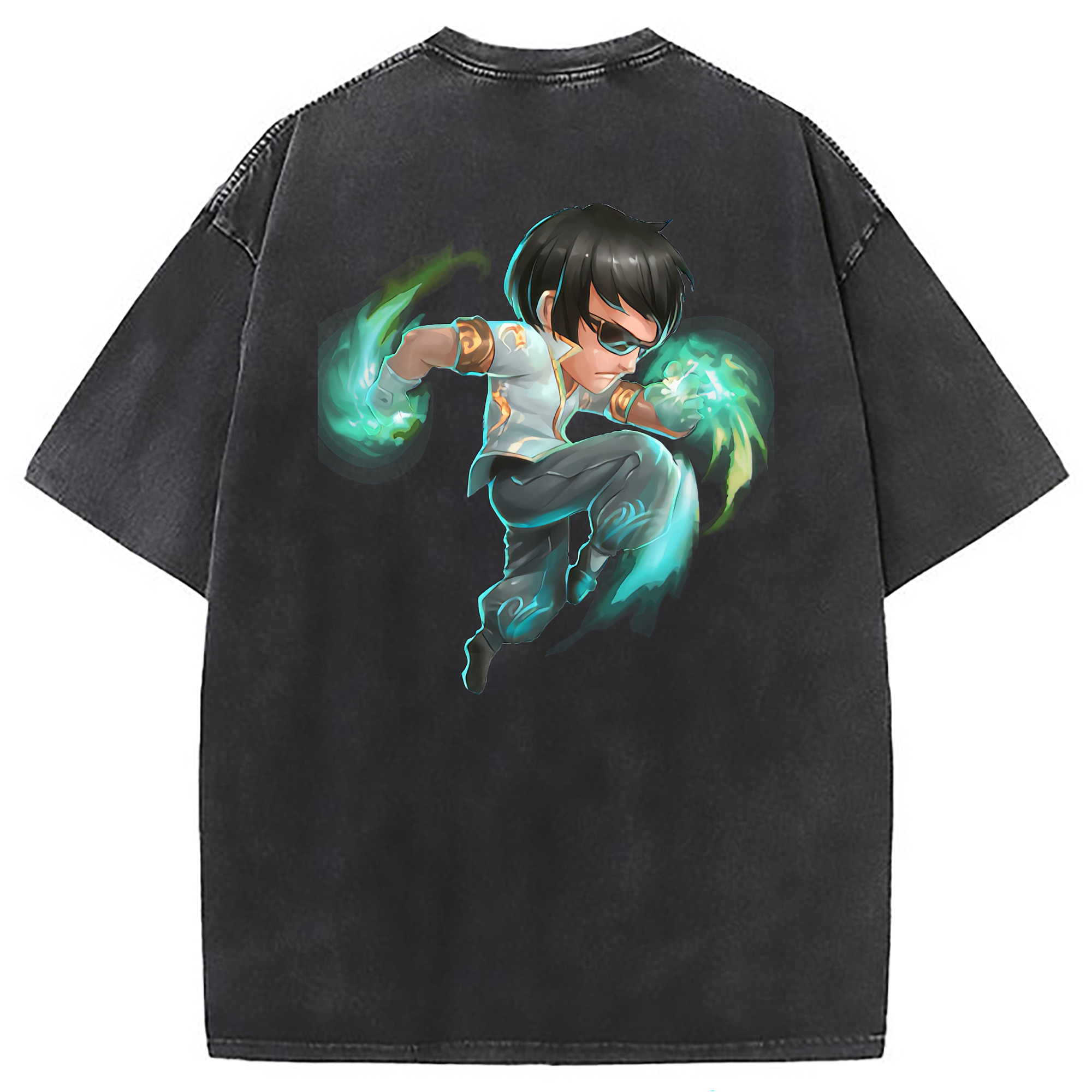 （画像用） リーグ・オブ・レジェンド League of Legends LOL 綿100% ヴィンテージ風 半袖Tシャツ（背面プリント）