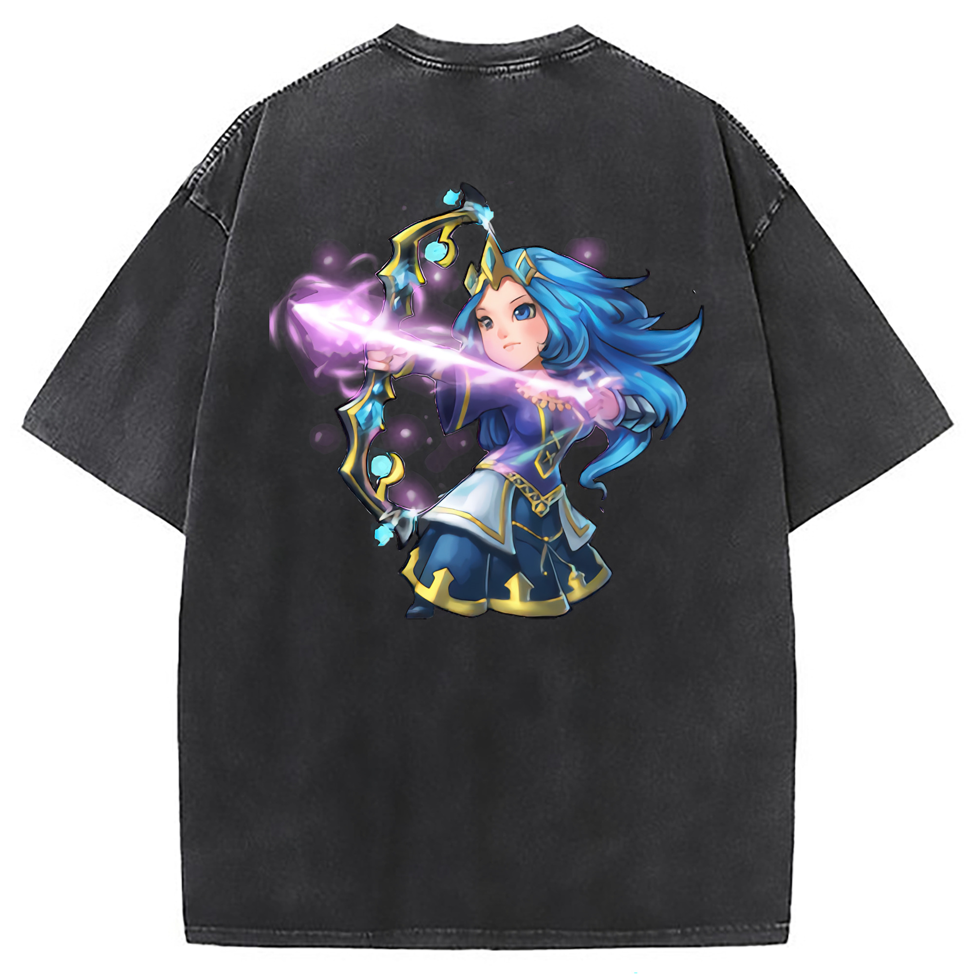 （画像用） リーグ・オブ・レジェンド League of Legends LOL 綿100% ヴィンテージ風 半袖Tシャツ（背面プリント）