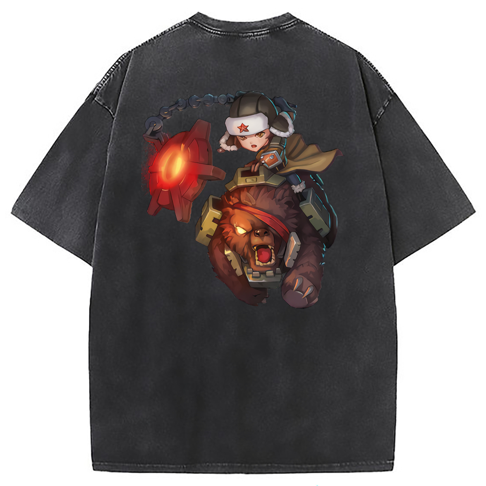 （画像用） リーグ・オブ・レジェンド League of Legends LOL 綿100% ヴィンテージ風 半袖Tシャツ（背面プリント）