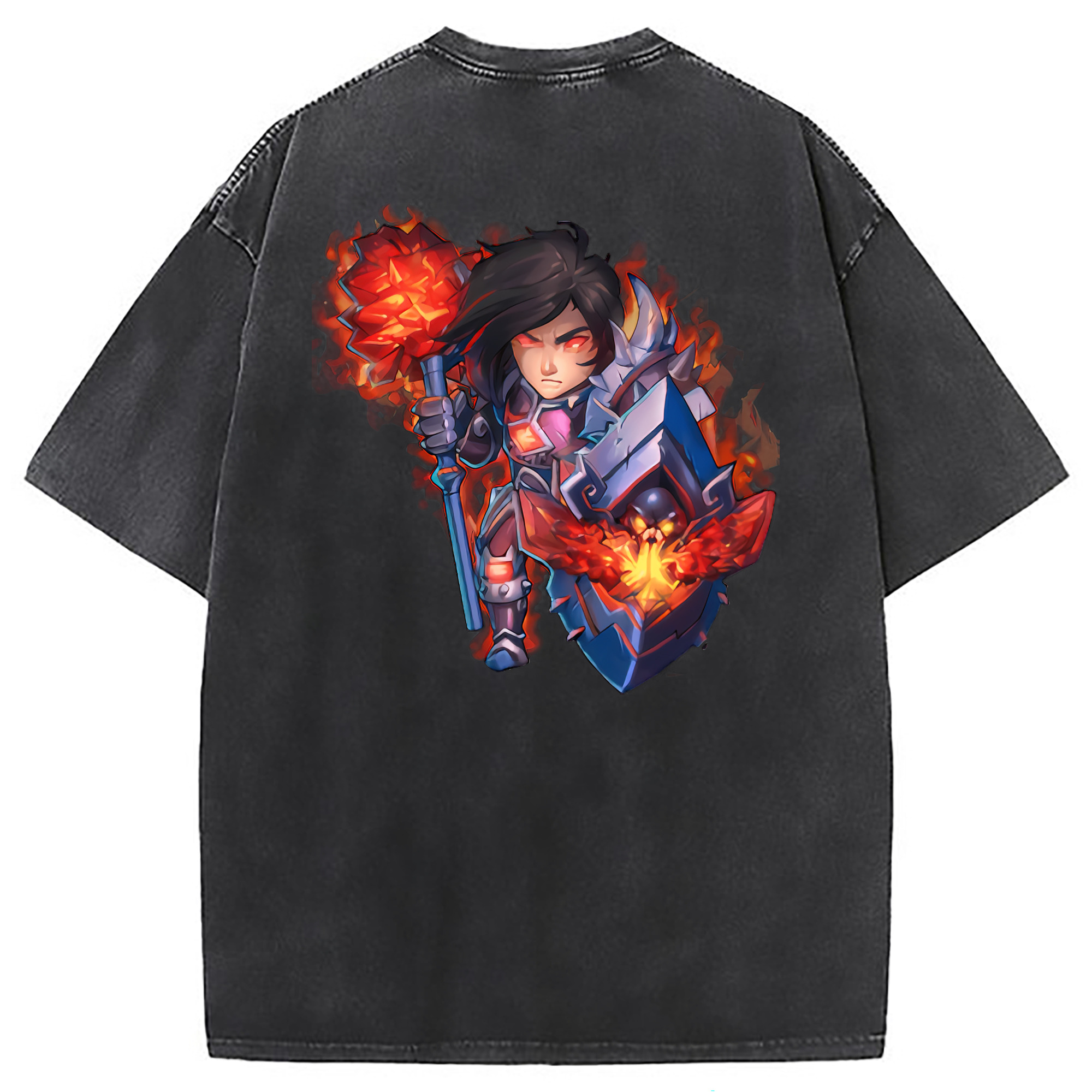 （画像用） リーグ・オブ・レジェンド League of Legends LOL 綿100% ヴィンテージ風 半袖Tシャツ（背面プリント）
