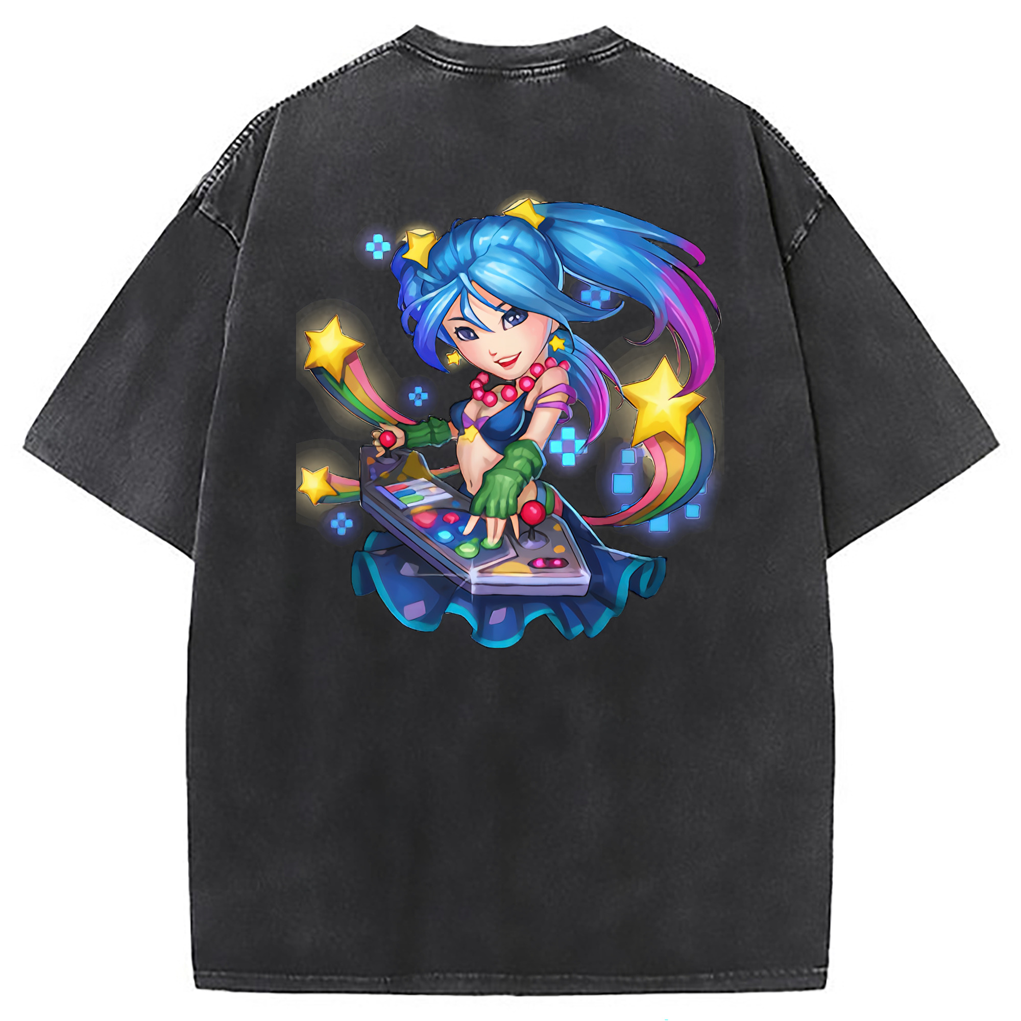 （画像用） リーグ・オブ・レジェンド League of Legends LOL 綿100% ヴィンテージ風 半袖Tシャツ（背面プリント）