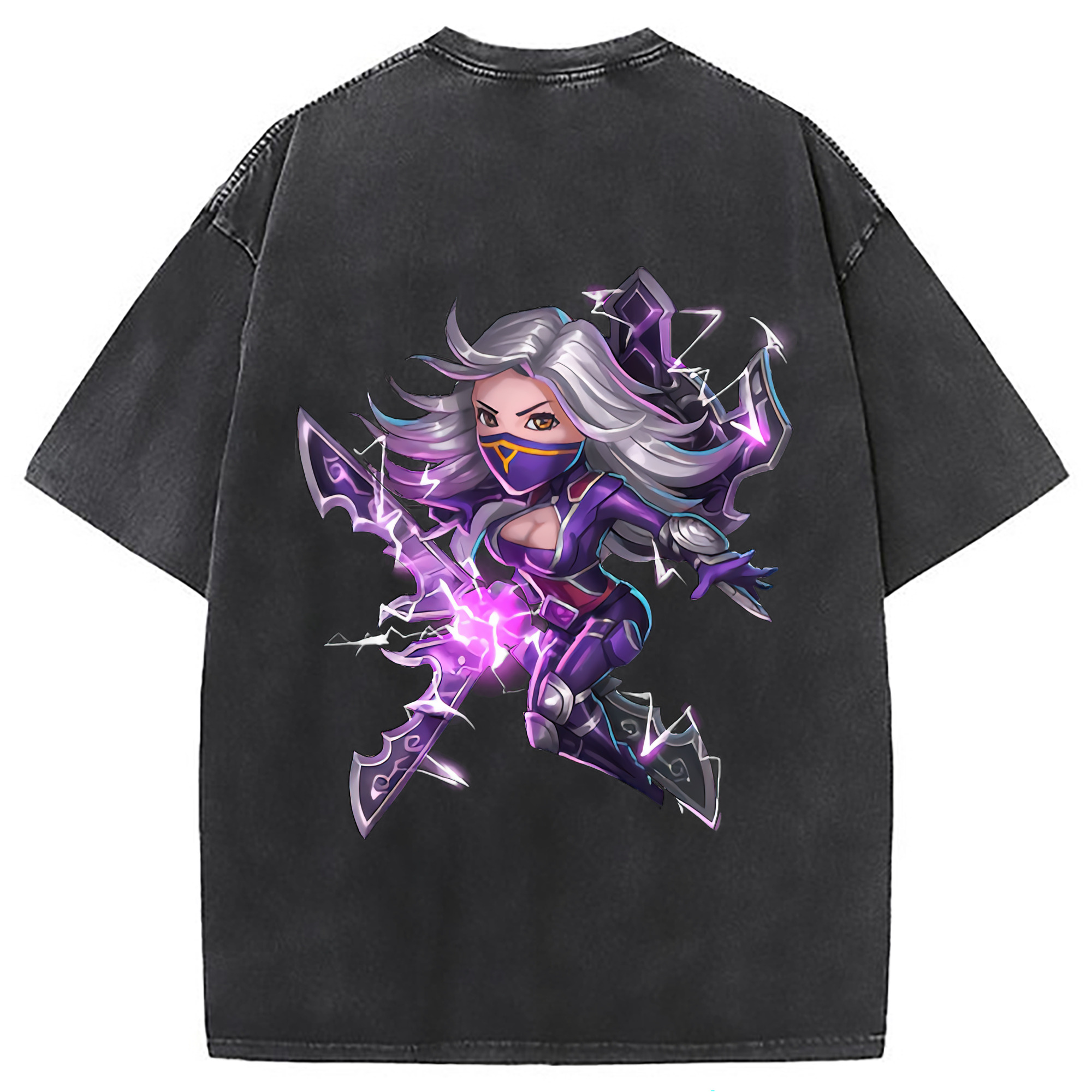 （画像用） リーグ・オブ・レジェンド League of Legends LOL 綿100% ヴィンテージ風 半袖Tシャツ（背面プリント）