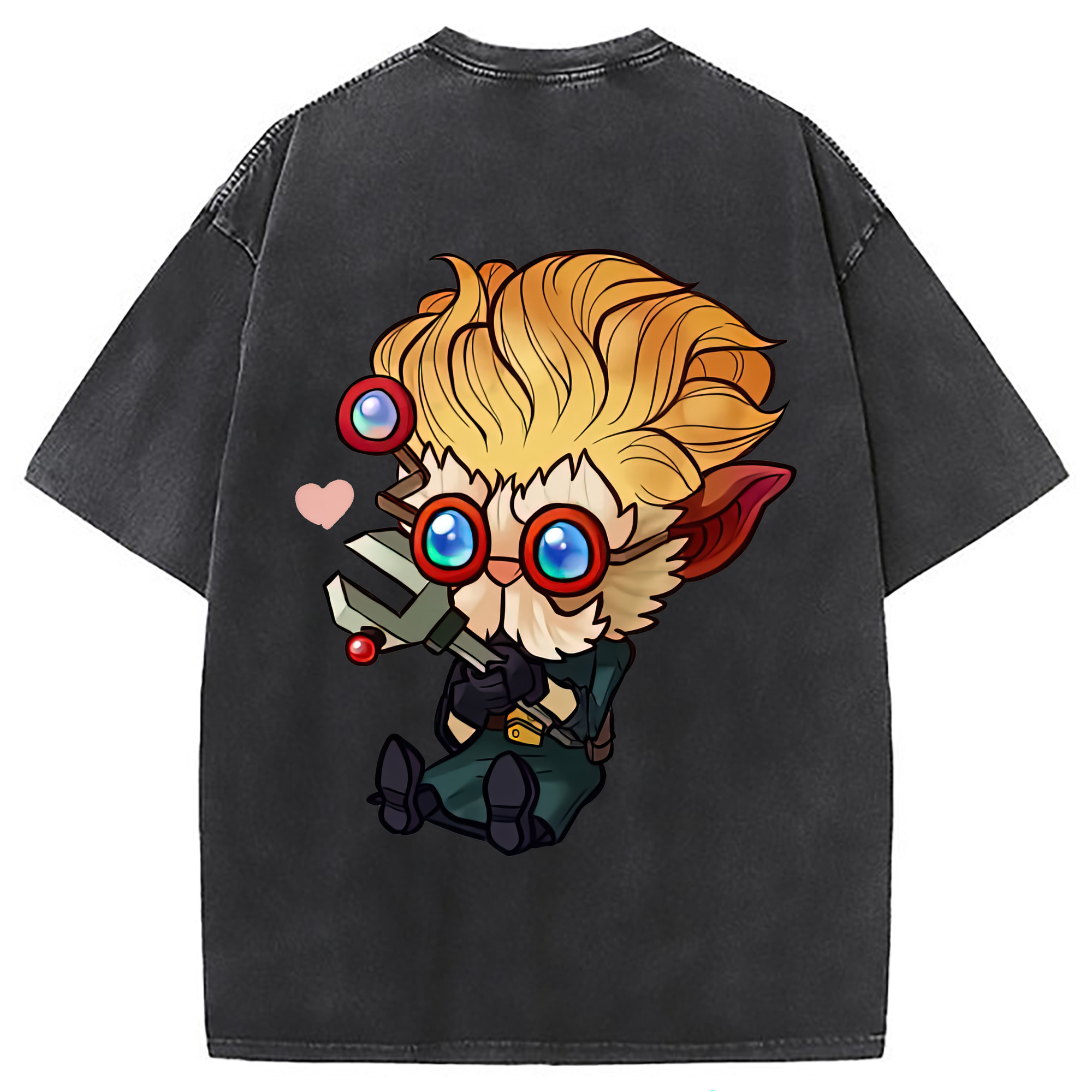 （画像用） リーグ・オブ・レジェンド League of Legends LOL 綿100% ヴィンテージ風 半袖Tシャツ（背面プリント）