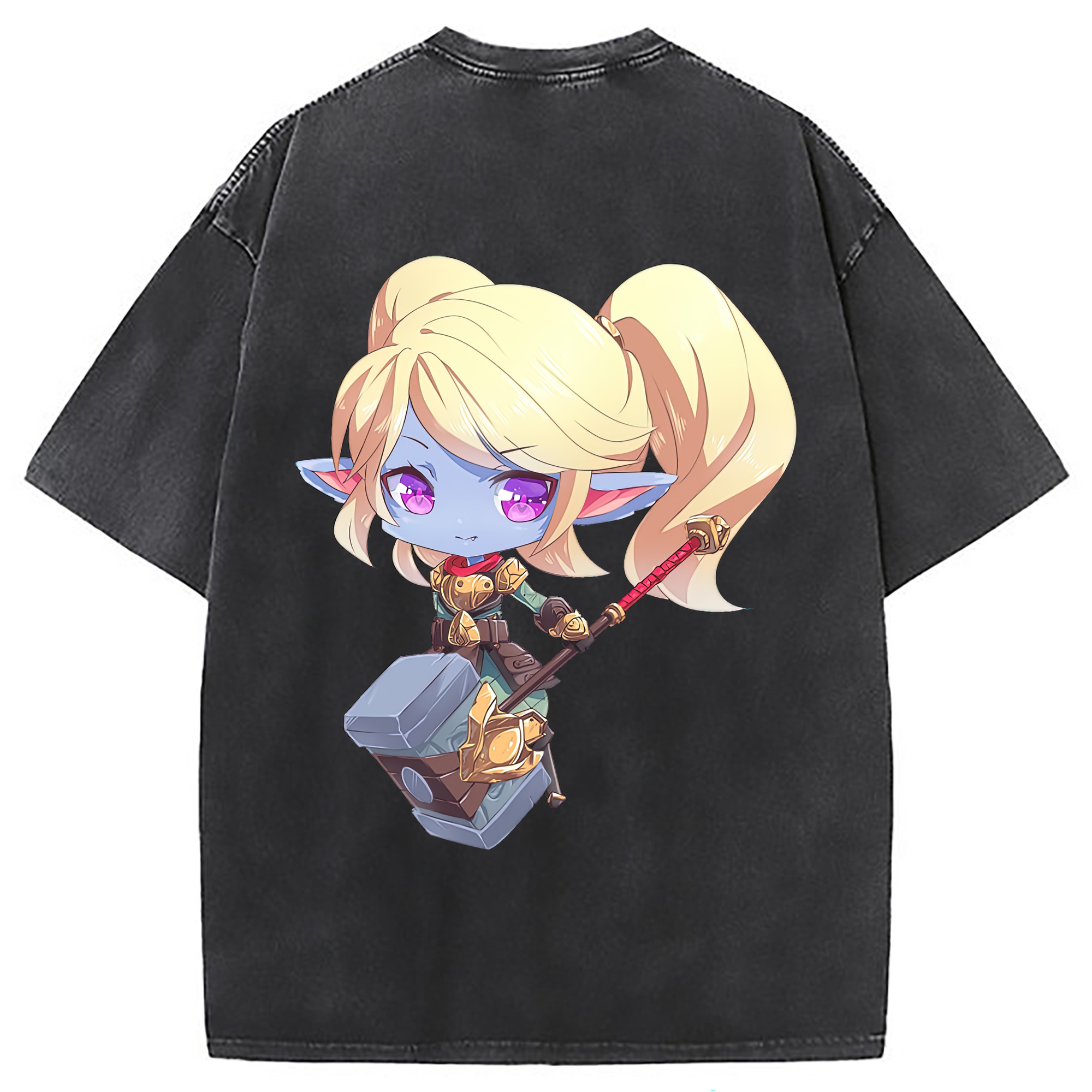（画像用） リーグ・オブ・レジェンド League of Legends LOL 綿100% ヴィンテージ風 半袖Tシャツ（背面プリント）