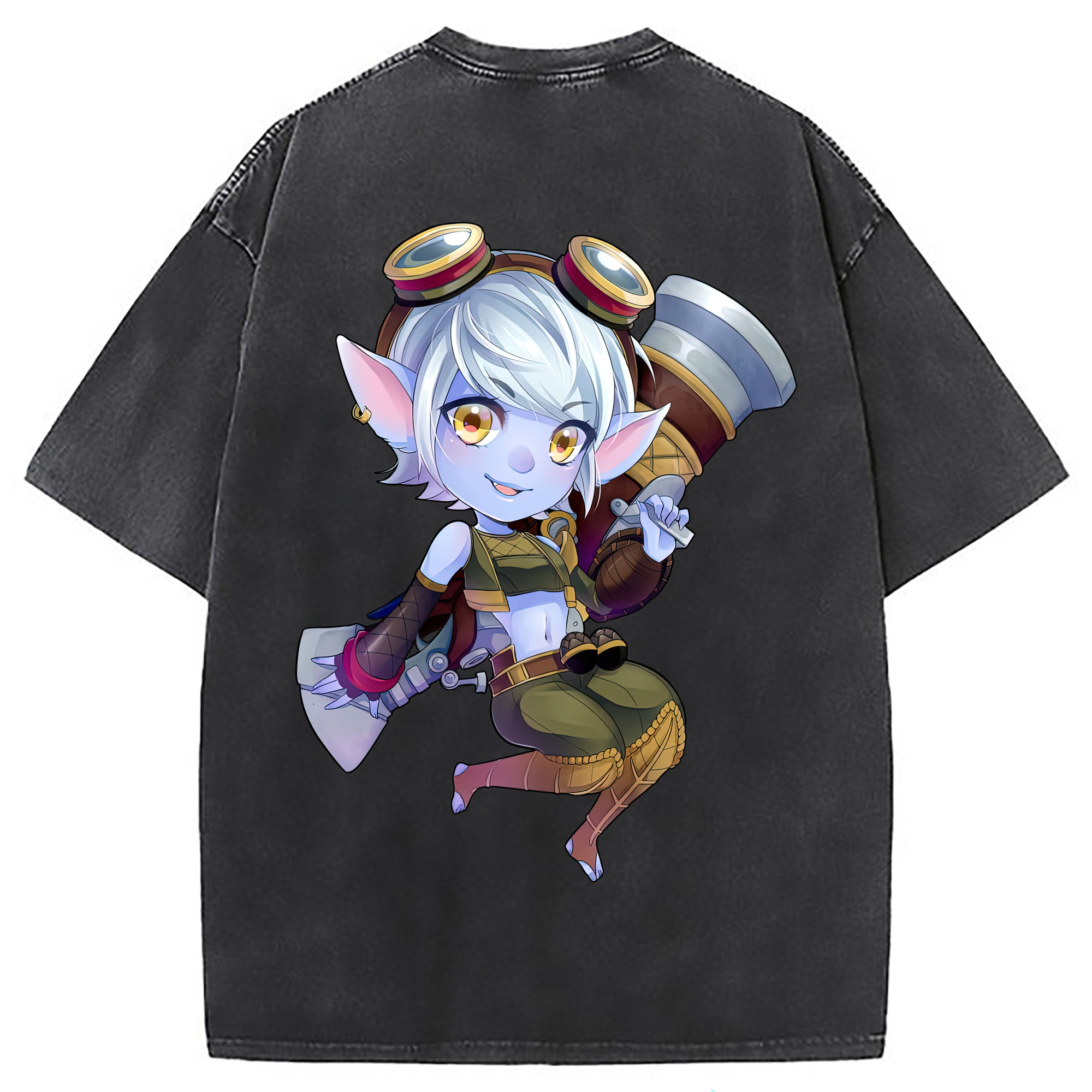 （画像用） リーグ・オブ・レジェンド League of Legends LOL 綿100% ヴィンテージ風 半袖Tシャツ（背面プリント）