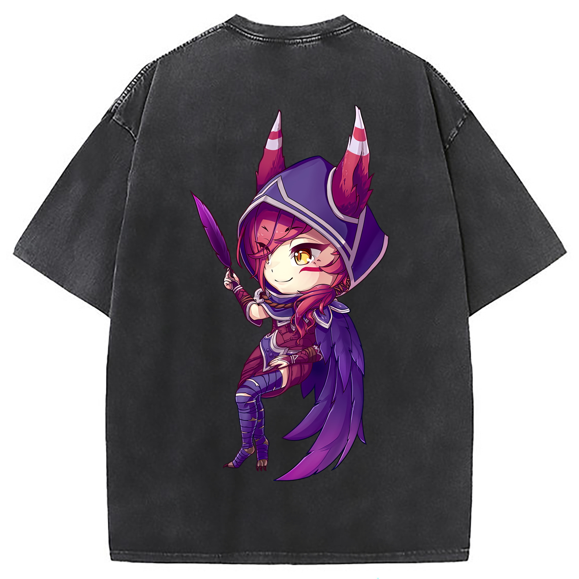 （画像用） リーグ・オブ・レジェンド League of Legends LOL 綿100% ヴィンテージ風 半袖Tシャツ（背面プリント）