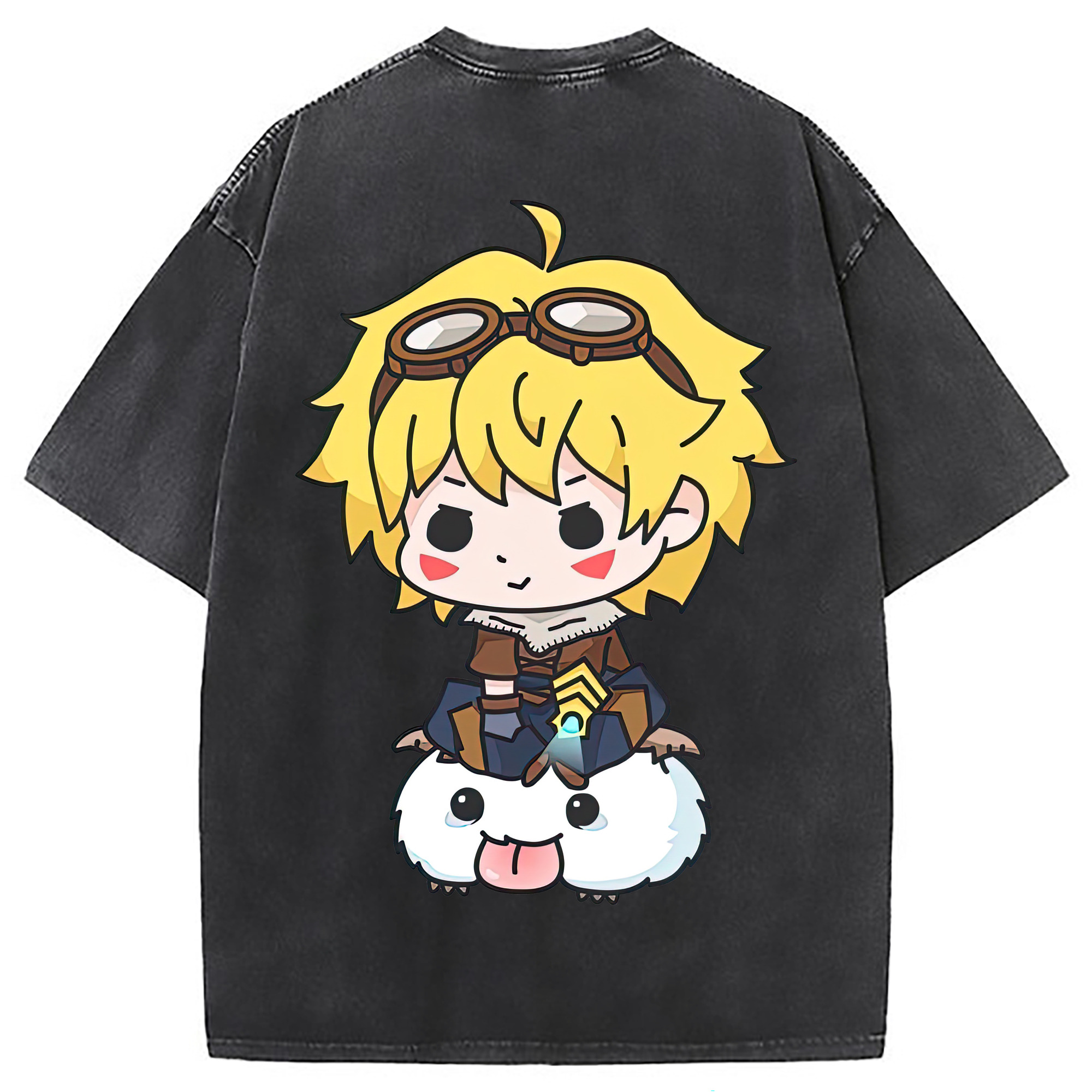 （画像用） リーグ・オブ・レジェンド League of Legends LOL 綿100% ヴィンテージ風 半袖Tシャツ（背面プリント）