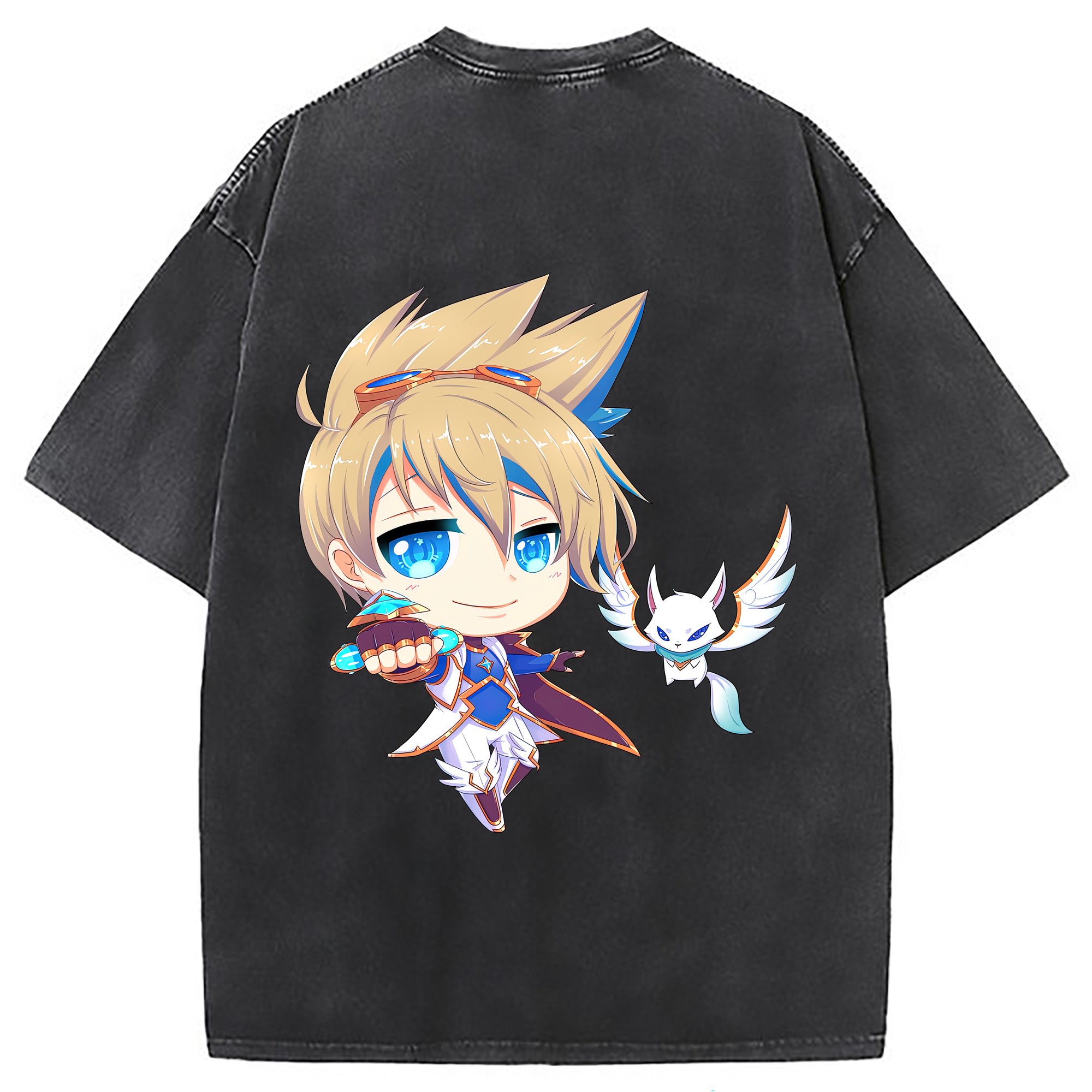 （画像用） リーグ・オブ・レジェンド League of Legends LOL 綿100% ヴィンテージ風 半袖Tシャツ（背面プリント）