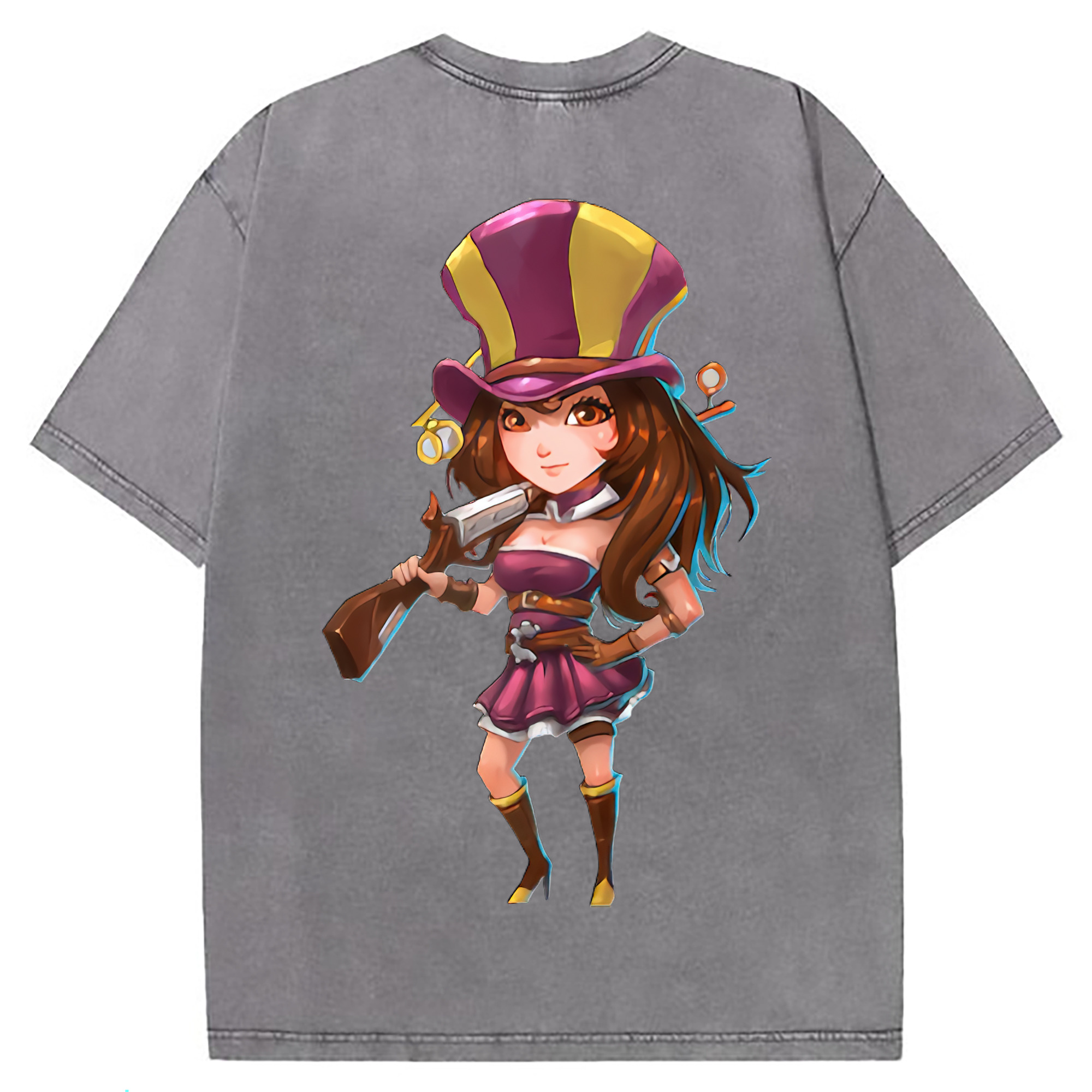 （画像用） リーグ・オブ・レジェンド League of Legends LOL 綿100% ヴィンテージ風 半袖Tシャツ（背面プリント）