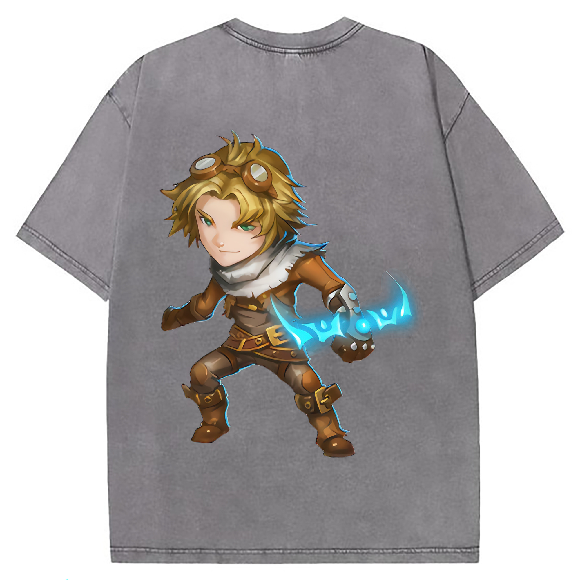 （画像用） リーグ・オブ・レジェンド League of Legends LOL 綿100% ヴィンテージ風 半袖Tシャツ（背面プリント）