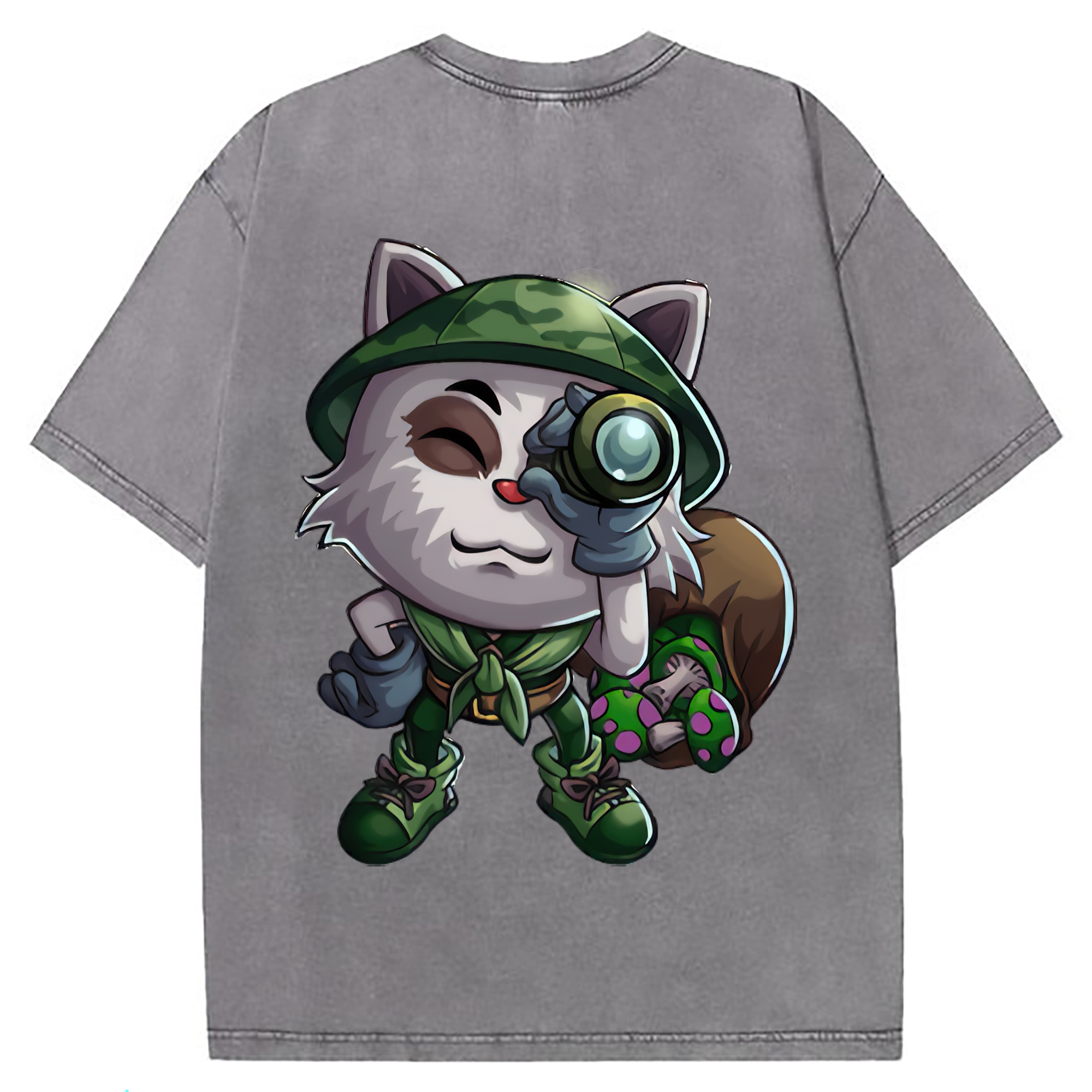 （画像用） リーグ・オブ・レジェンド League of Legends LOL 綿100% ヴィンテージ風 半袖Tシャツ（背面プリント）