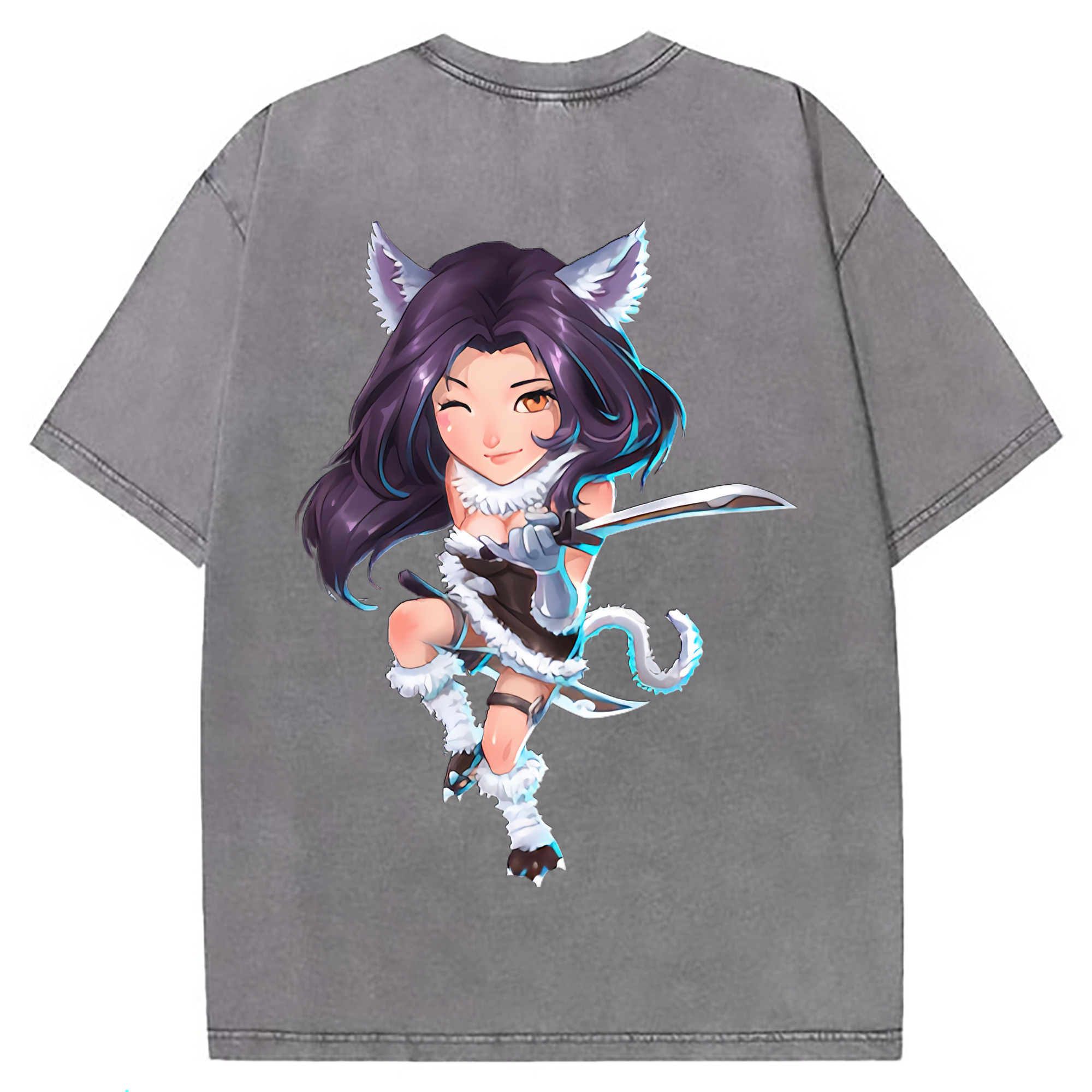 （画像用） リーグ・オブ・レジェンド League of Legends LOL 綿100% ヴィンテージ風 半袖Tシャツ（背面プリント）