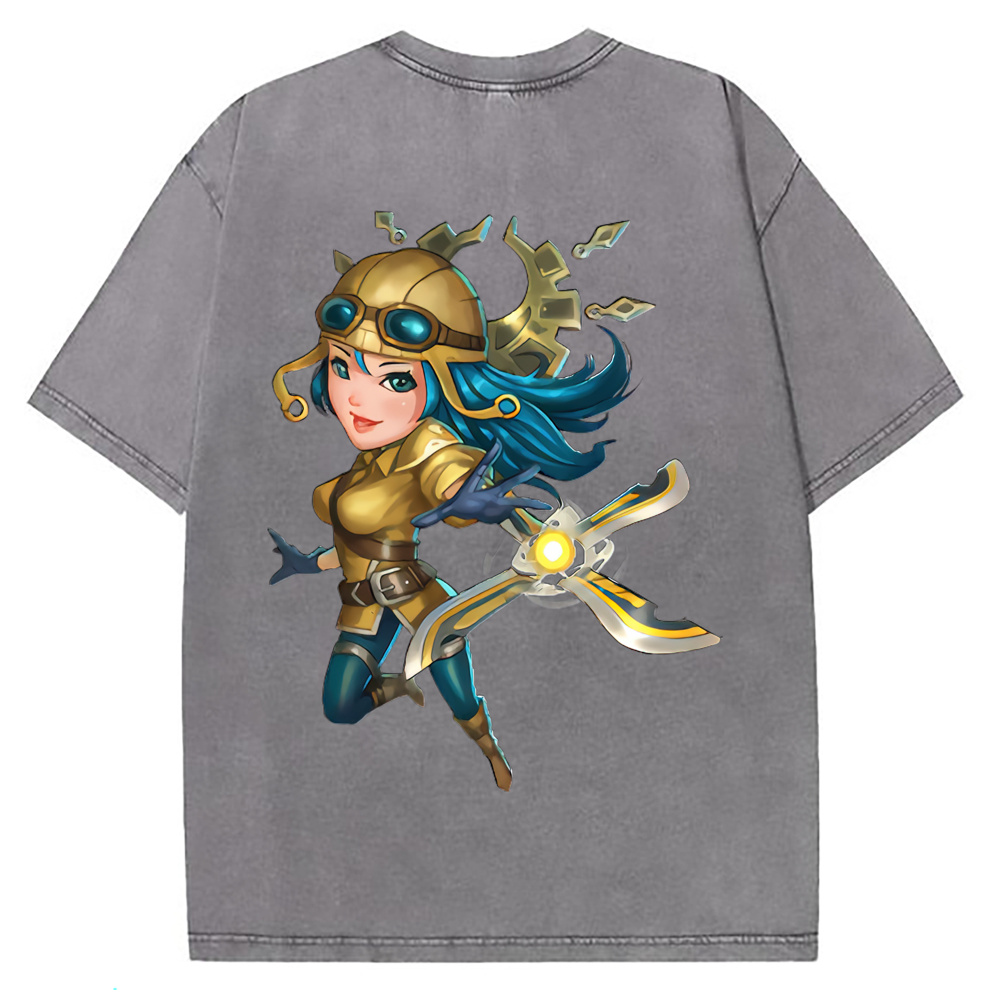 （画像用） リーグ・オブ・レジェンド League of Legends LOL 綿100% ヴィンテージ風 半袖Tシャツ（背面プリント）