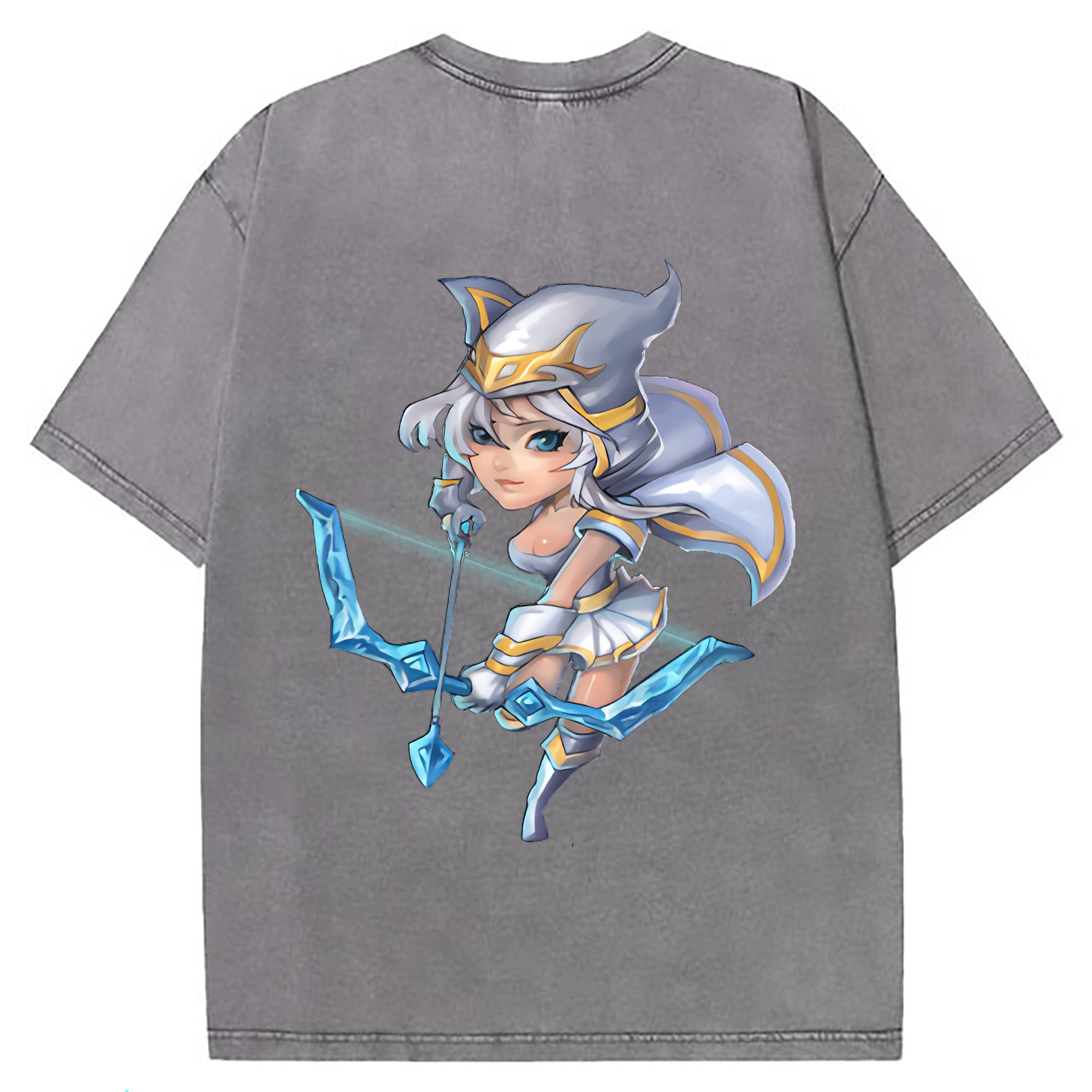 （画像用） リーグ・オブ・レジェンド League of Legends LOL 綿100% ヴィンテージ風 半袖Tシャツ（背面プリント）
