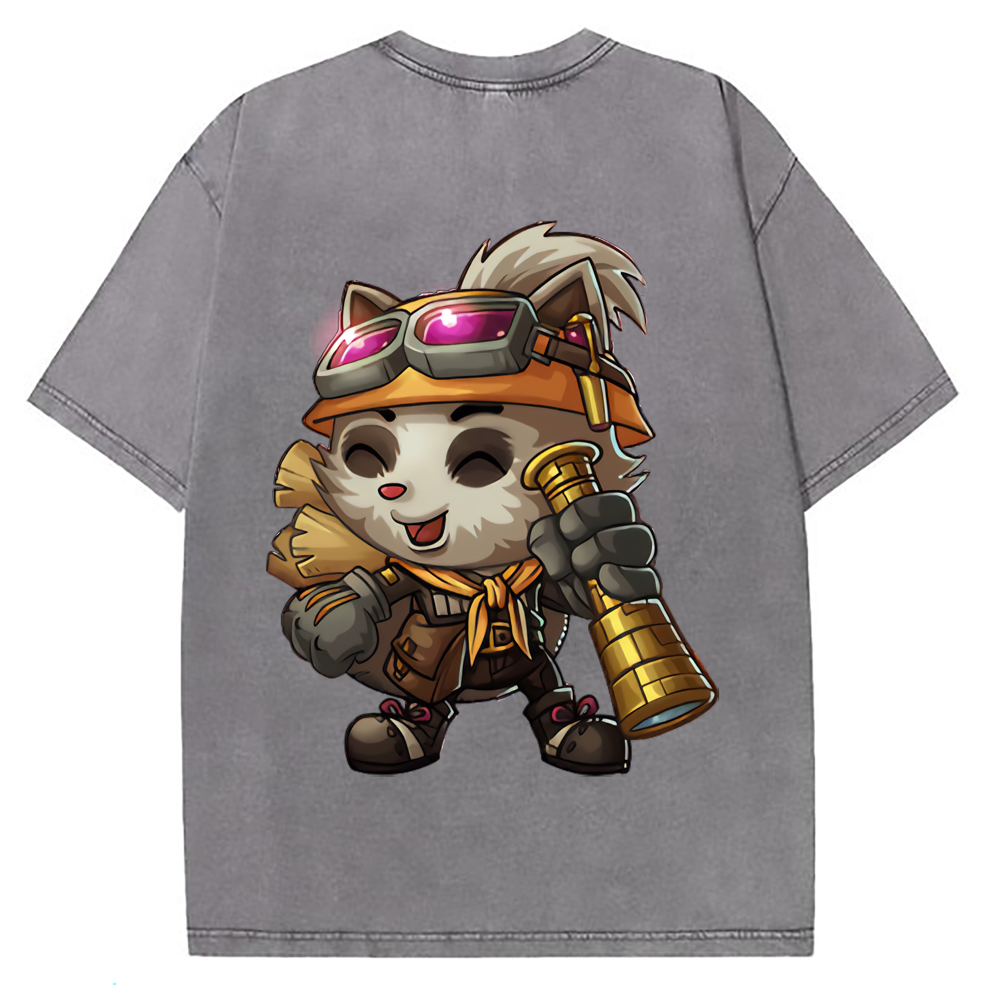 （画像用） リーグ・オブ・レジェンド League of Legends LOL 綿100% ヴィンテージ風 半袖Tシャツ（背面プリント）