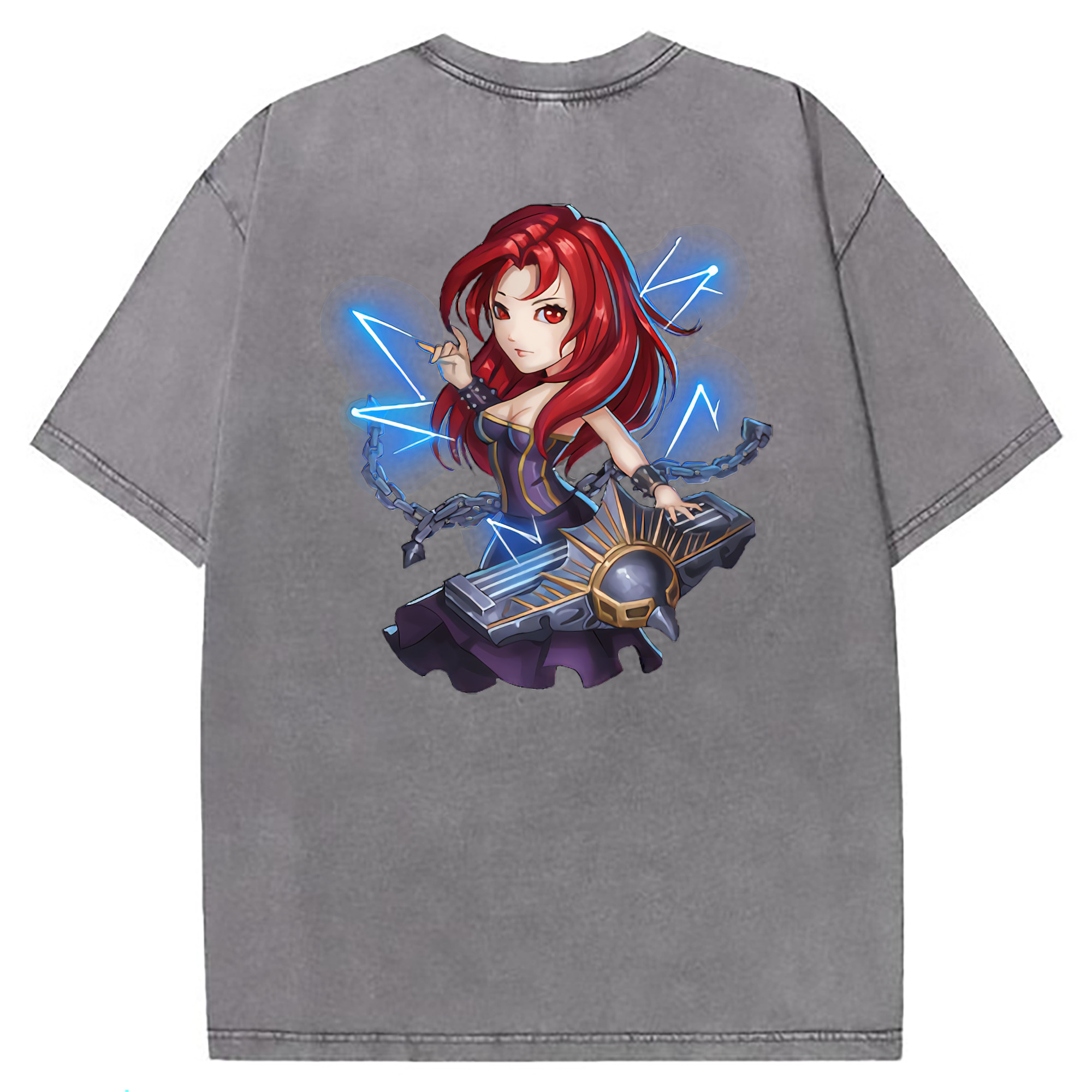 （画像用） リーグ・オブ・レジェンド League of Legends LOL 綿100% ヴィンテージ風 半袖Tシャツ（背面プリント）