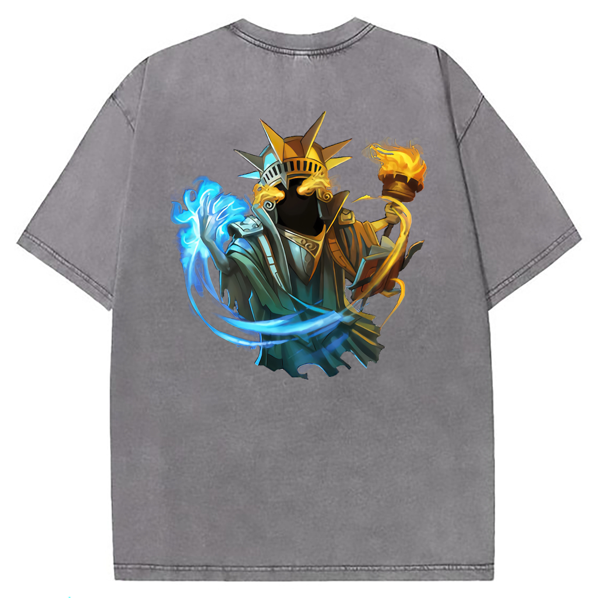 （画像用） リーグ・オブ・レジェンド League of Legends LOL 綿100% ヴィンテージ風 半袖Tシャツ（背面プリント）