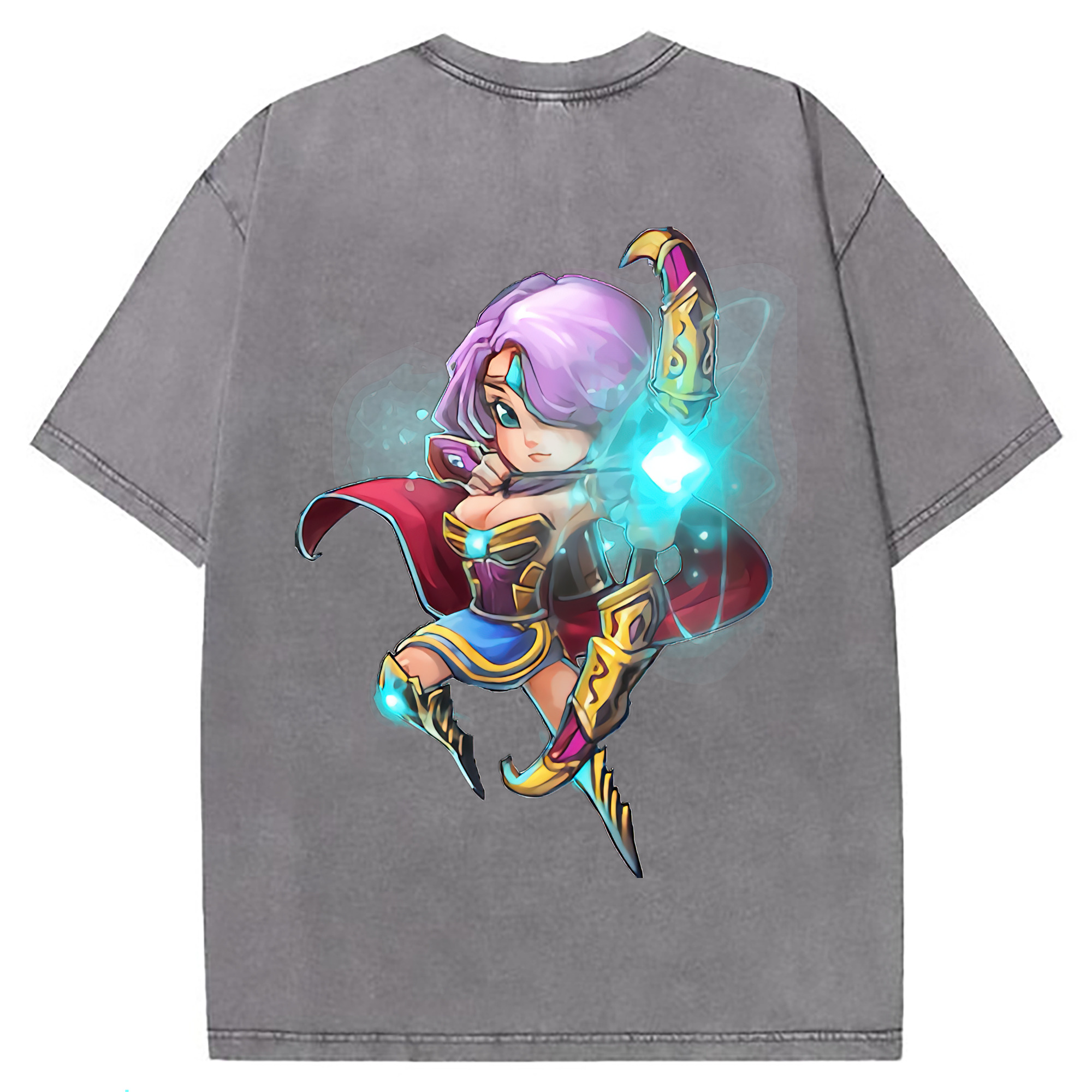 （画像用） リーグ・オブ・レジェンド League of Legends LOL 綿100% ヴィンテージ風 半袖Tシャツ（背面プリント）
