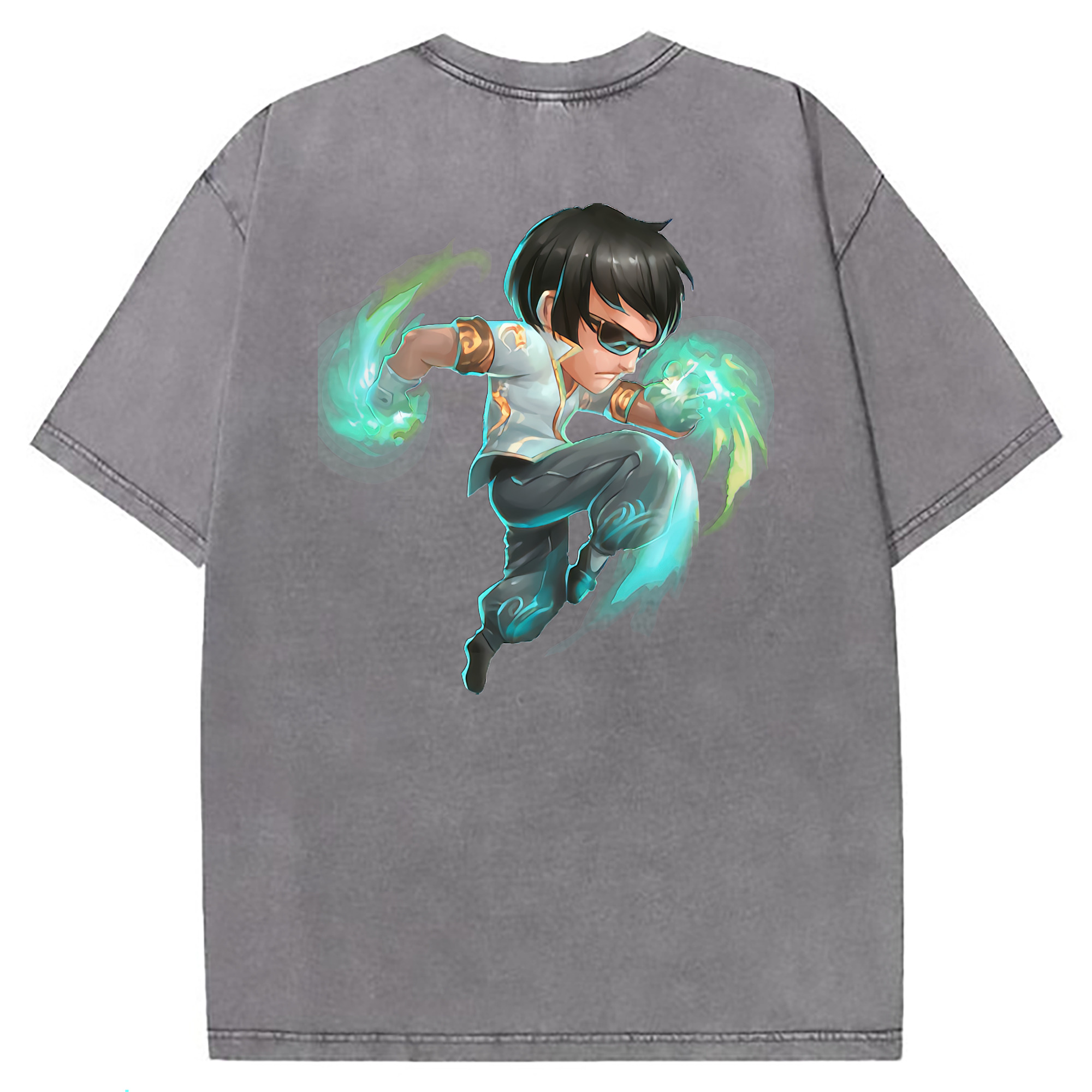 （画像用） リーグ・オブ・レジェンド League of Legends LOL 綿100% ヴィンテージ風 半袖Tシャツ（背面プリント）