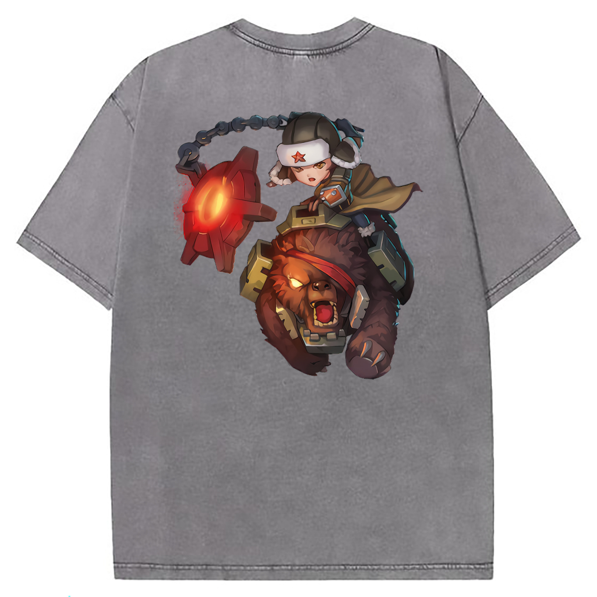 （画像用） リーグ・オブ・レジェンド League of Legends LOL 綿100% ヴィンテージ風 半袖Tシャツ（背面プリント）