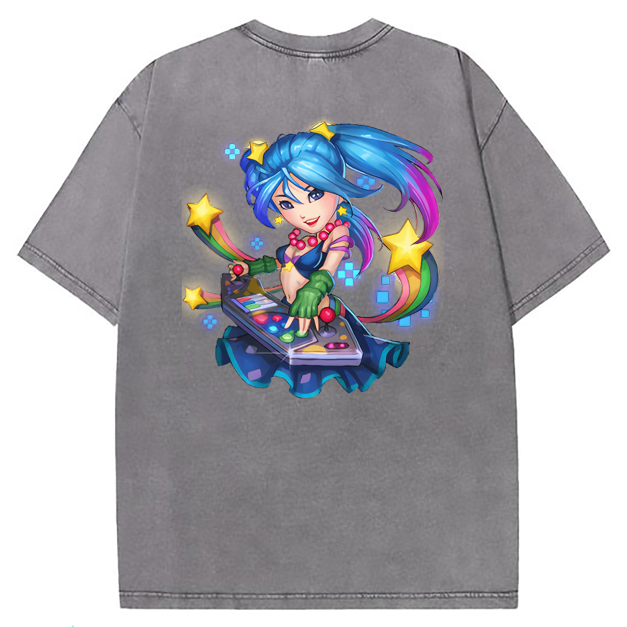 （画像用） リーグ・オブ・レジェンド League of Legends LOL 綿100% ヴィンテージ風 半袖Tシャツ（背面プリント）