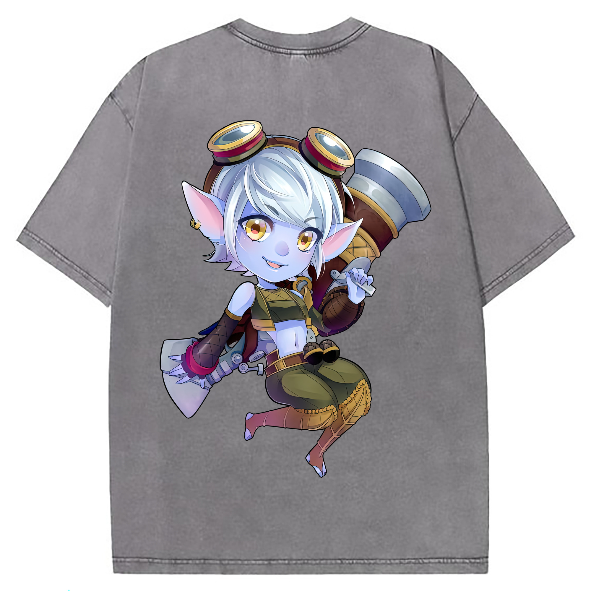 （画像用） リーグ・オブ・レジェンド League of Legends LOL 綿100% ヴィンテージ風 半袖Tシャツ（背面プリント）
