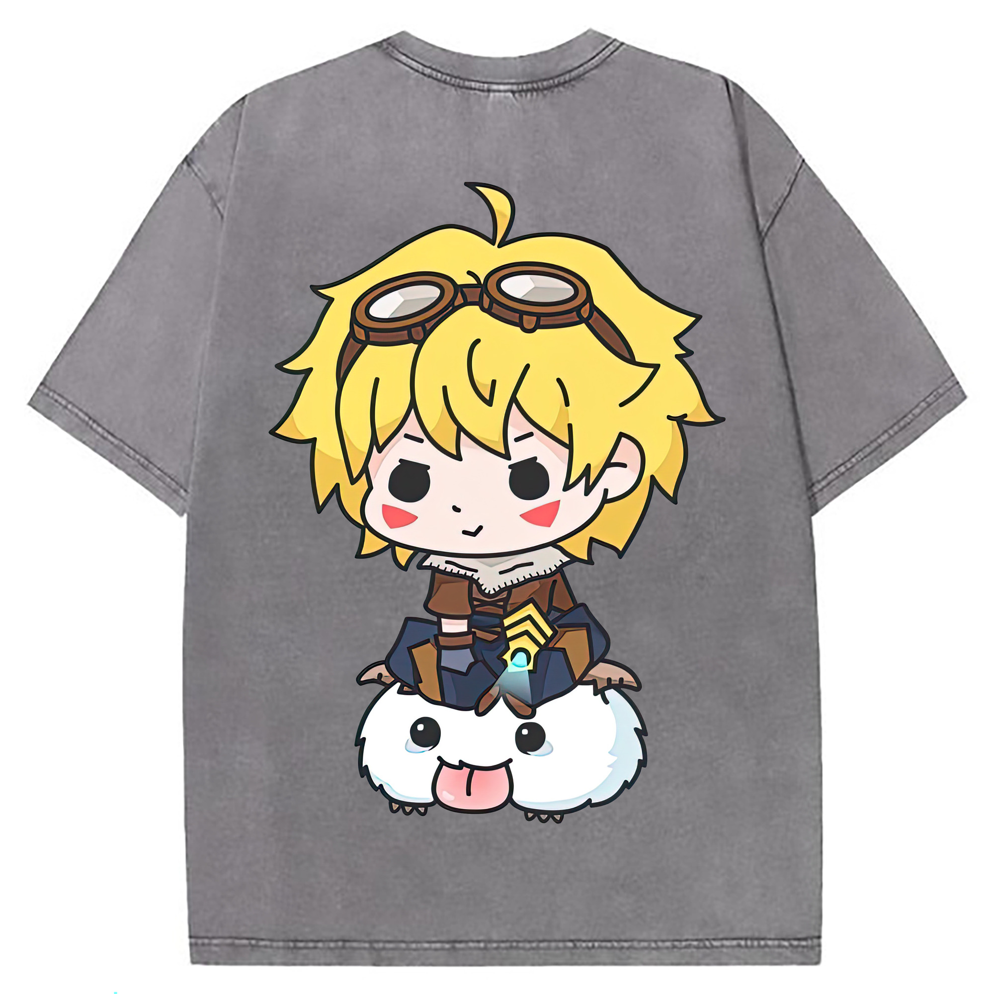 （画像用） リーグ・オブ・レジェンド League of Legends LOL 綿100% ヴィンテージ風 半袖Tシャツ（背面プリント）