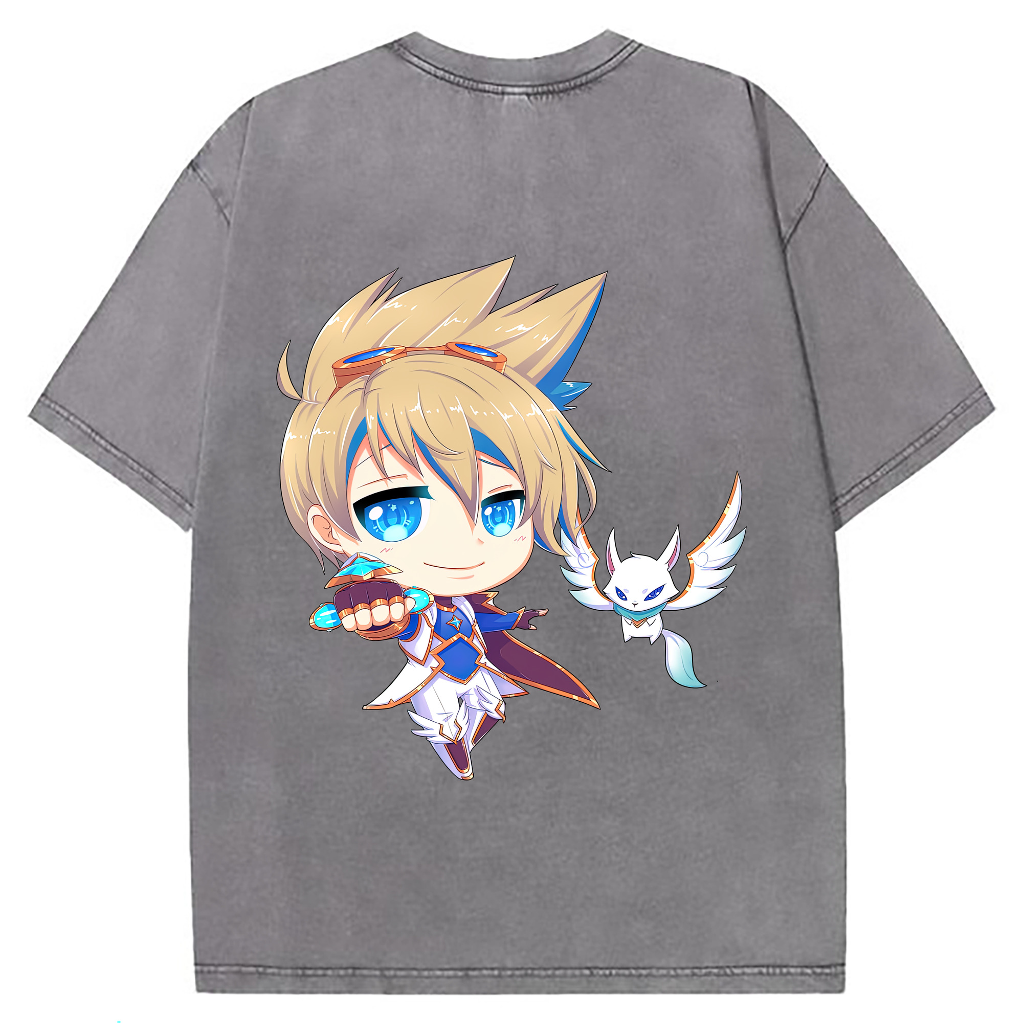 （画像用） リーグ・オブ・レジェンド League of Legends LOL 綿100% ヴィンテージ風 半袖Tシャツ（背面プリント）
