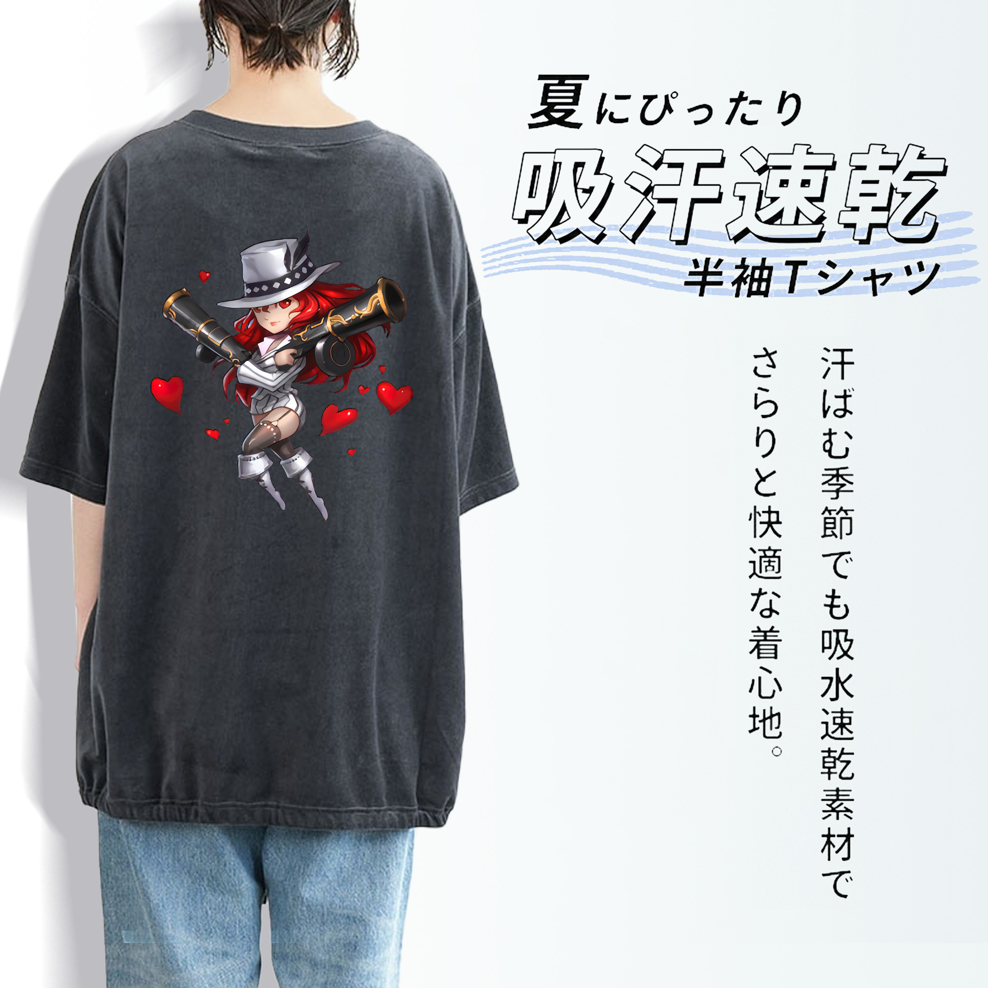 リーグ・オブ・レジェンド League of Legends LOL 綿100% ヴィンテージ風 半袖Tシャツ（背面プリント）