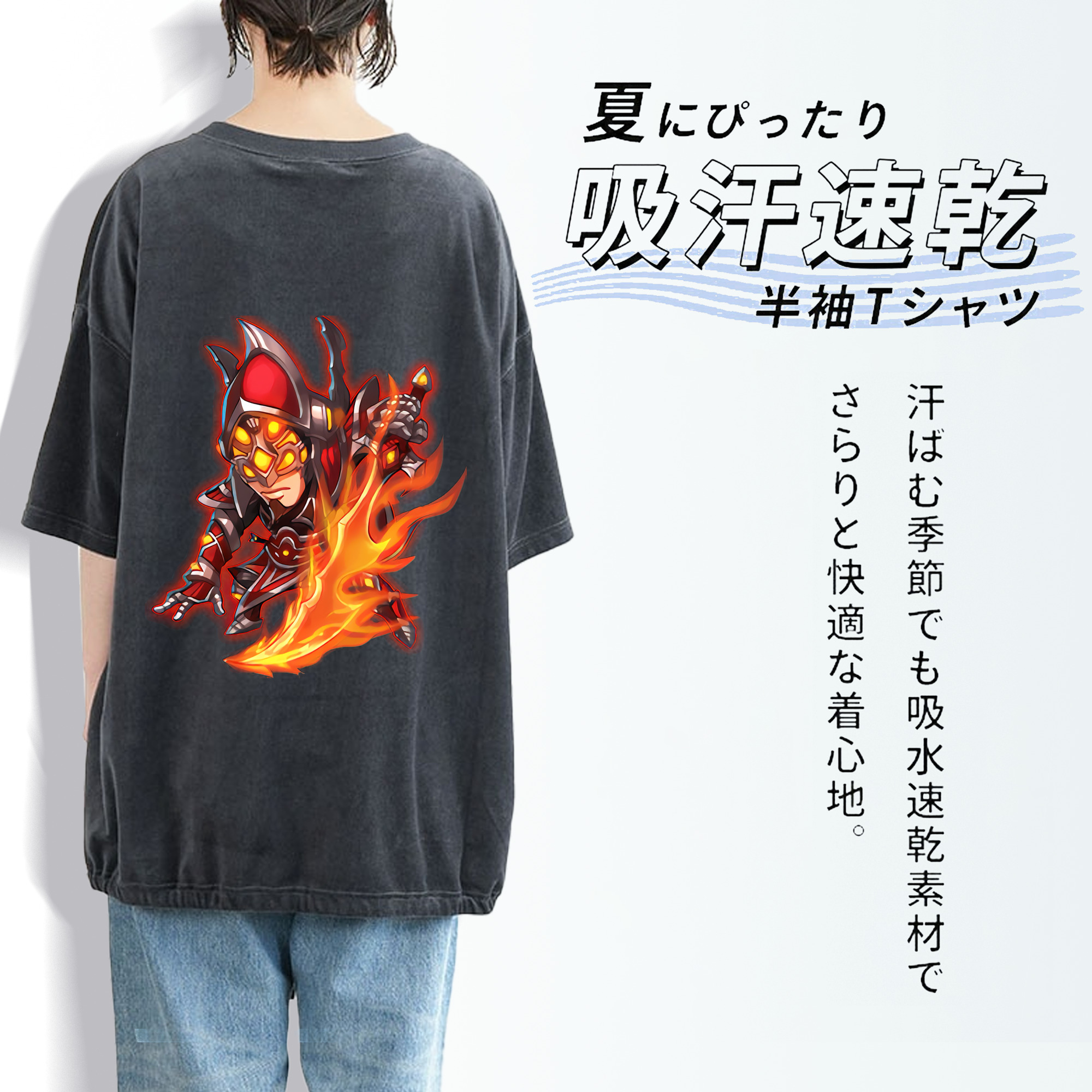 リーグ・オブ・レジェンド League of Legends LOL 綿100% ヴィンテージ風 半袖Tシャツ（背面プリント）