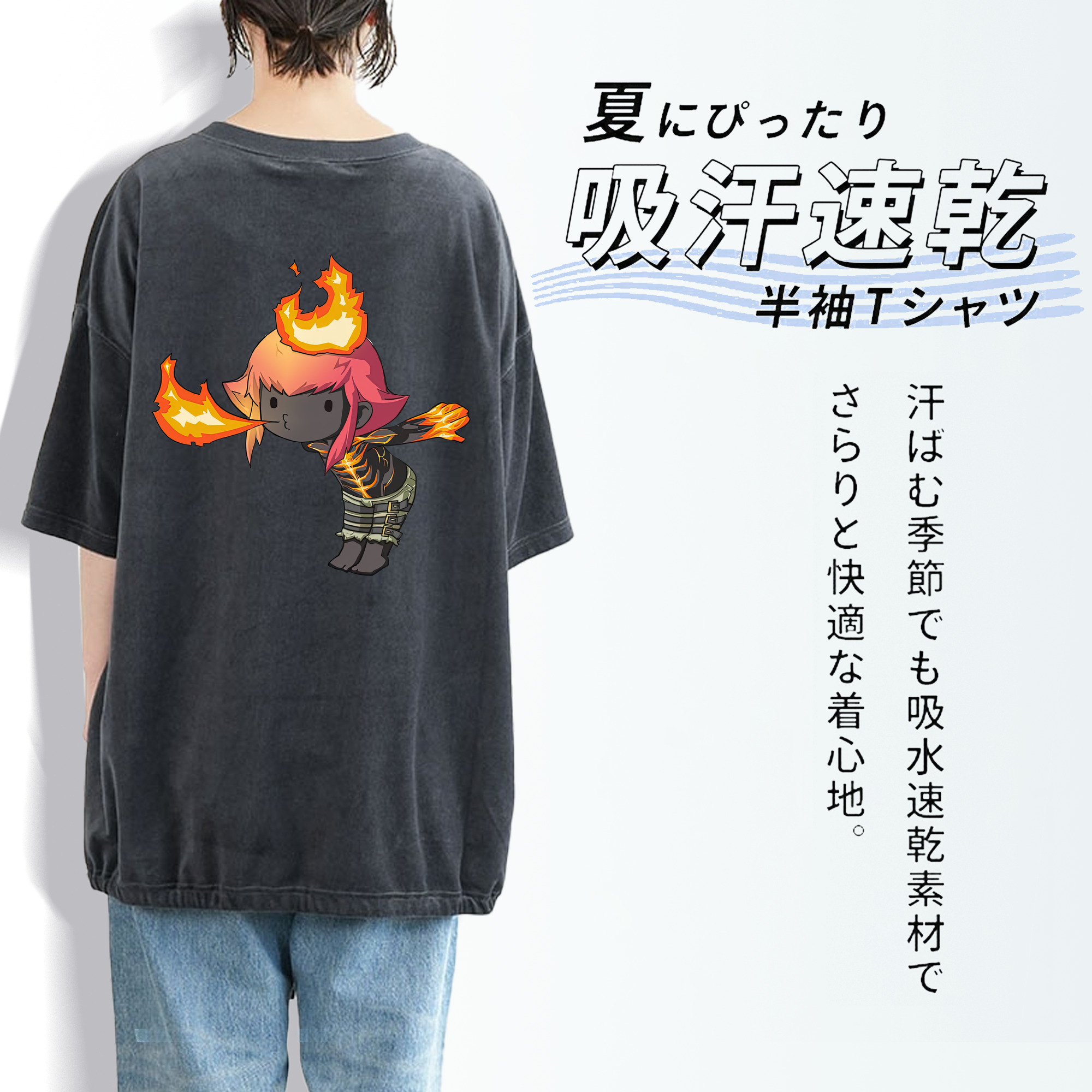 リーグ・オブ・レジェンド League of Legends LOL 綿100% ヴィンテージ風 半袖Tシャツ（背面プリント）
