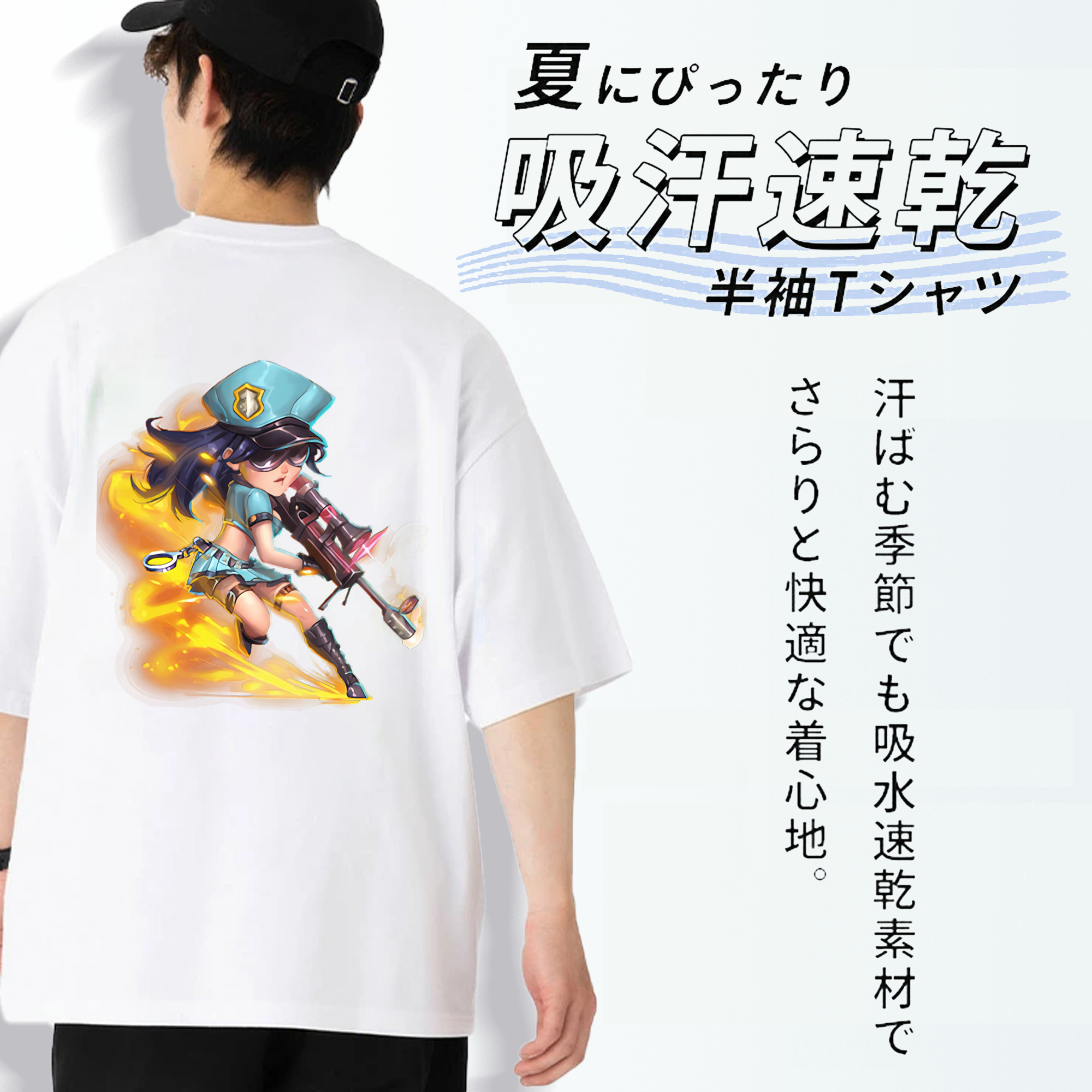 リーグ・オブ・レジェンド League of Legends LOL 綿100％ メンズ半袖Tシャツ（バックプリント） 通気性