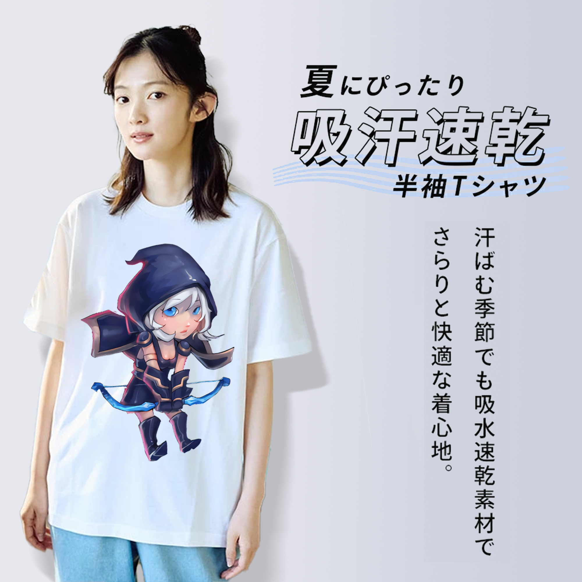 リーグ・オブ・レジェンド League of Legends LOL レディースカジュアルプリントTシャツ（綿100％）