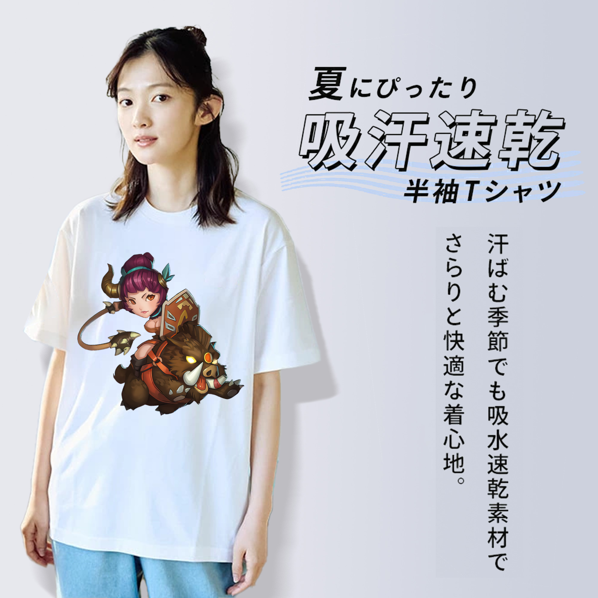 リーグ・オブ・レジェンド League of Legends LOL レディースカジュアルプリントTシャツ（綿100％）
